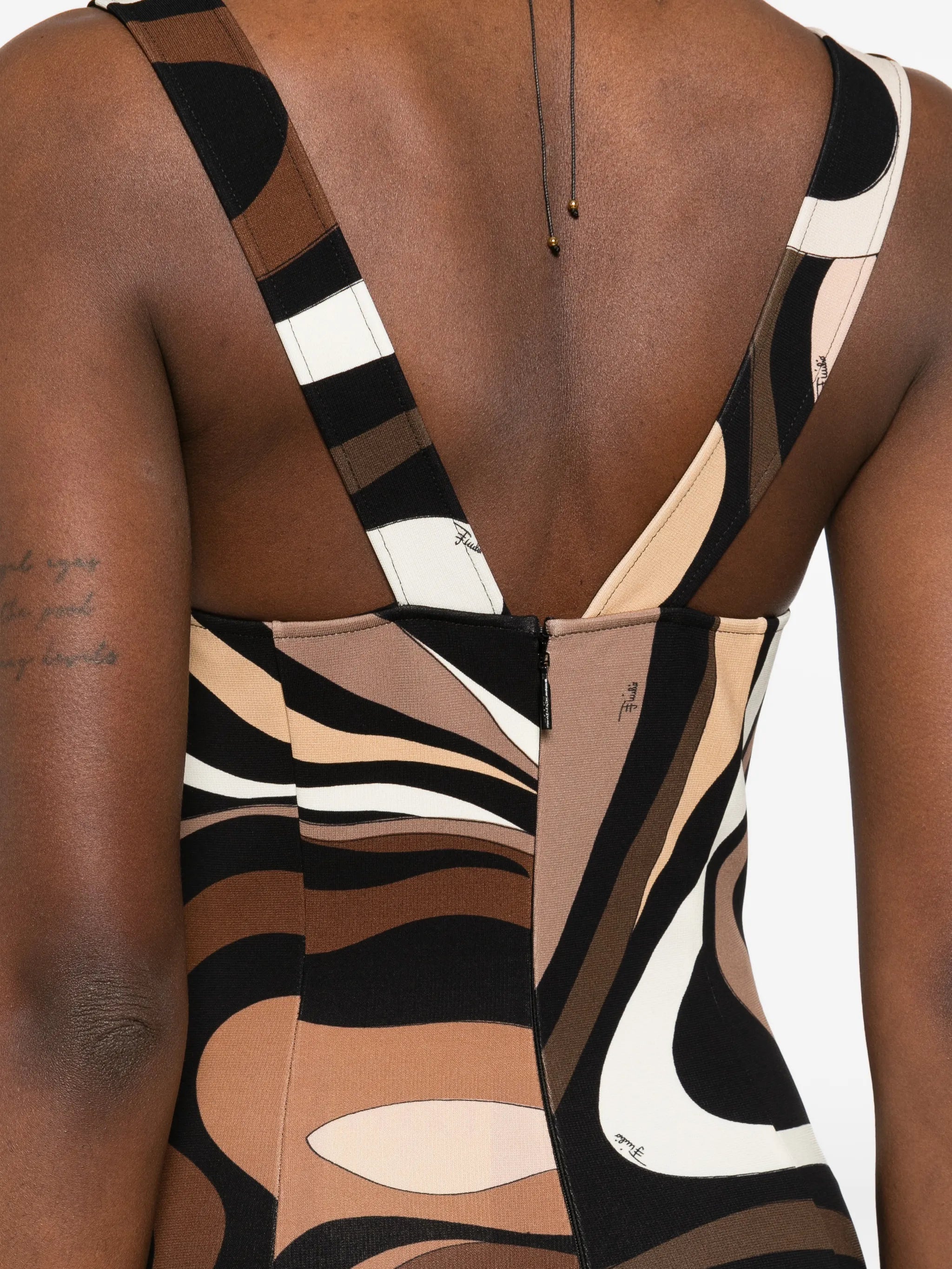 square-neck marmo-print mini dress