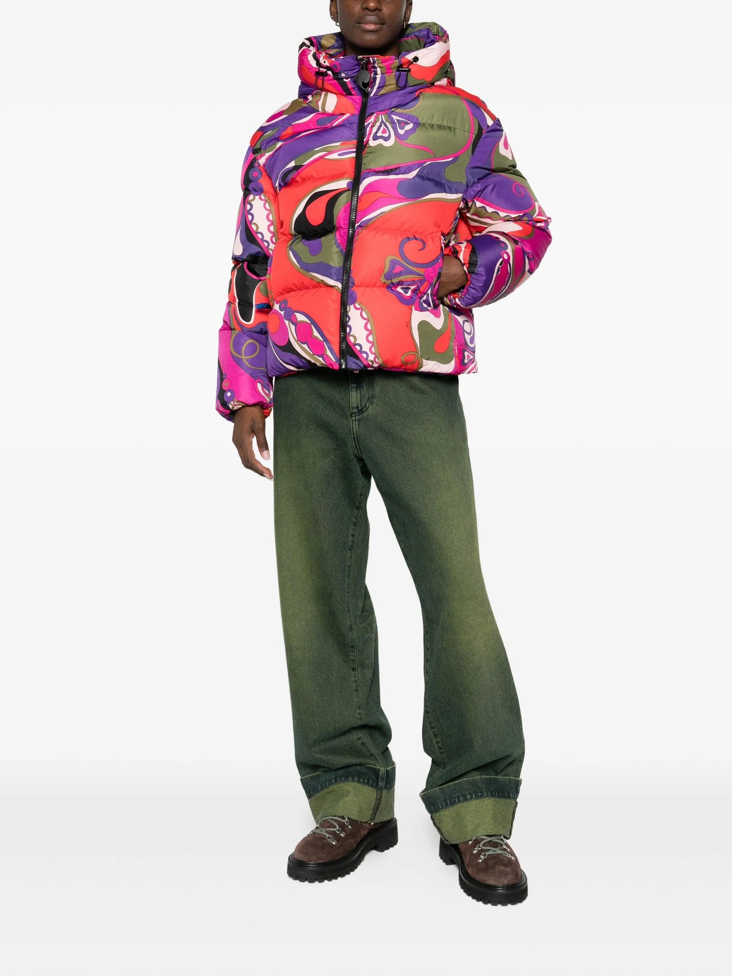 orchidee-print puffer jacket