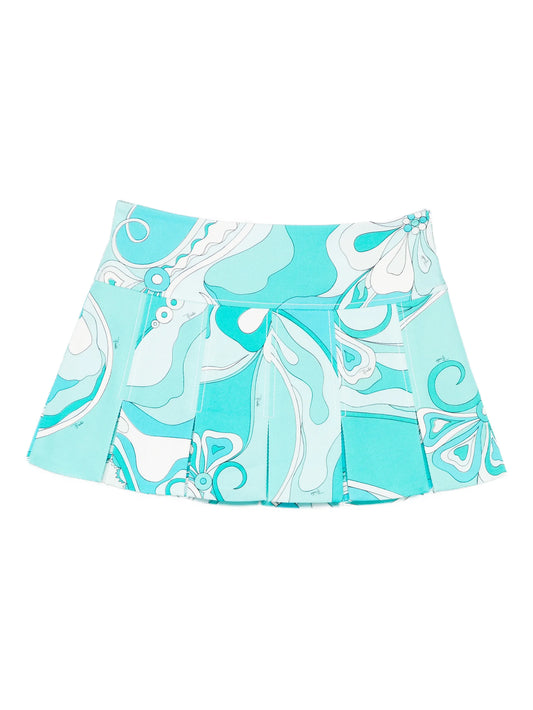 pleated print mini skirt