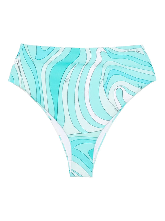 Marmo-print high-waist bikini bottom