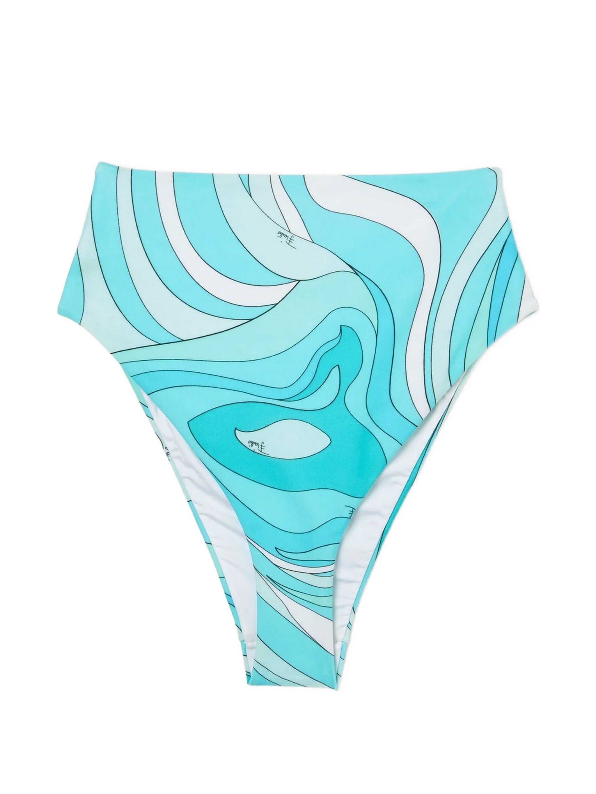 Marmo-print high-waist bikini bottom