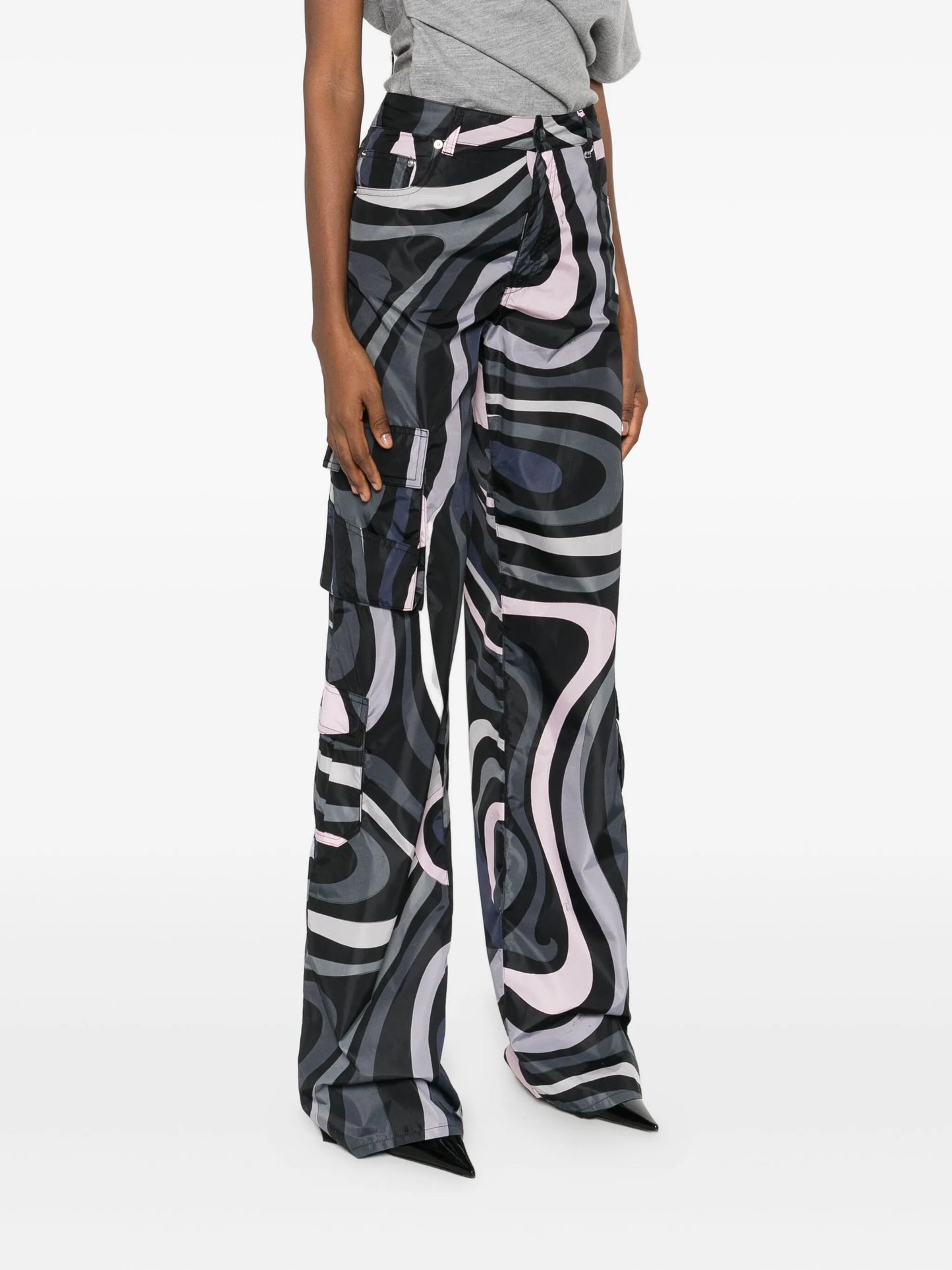Marmo-print cargo trousers