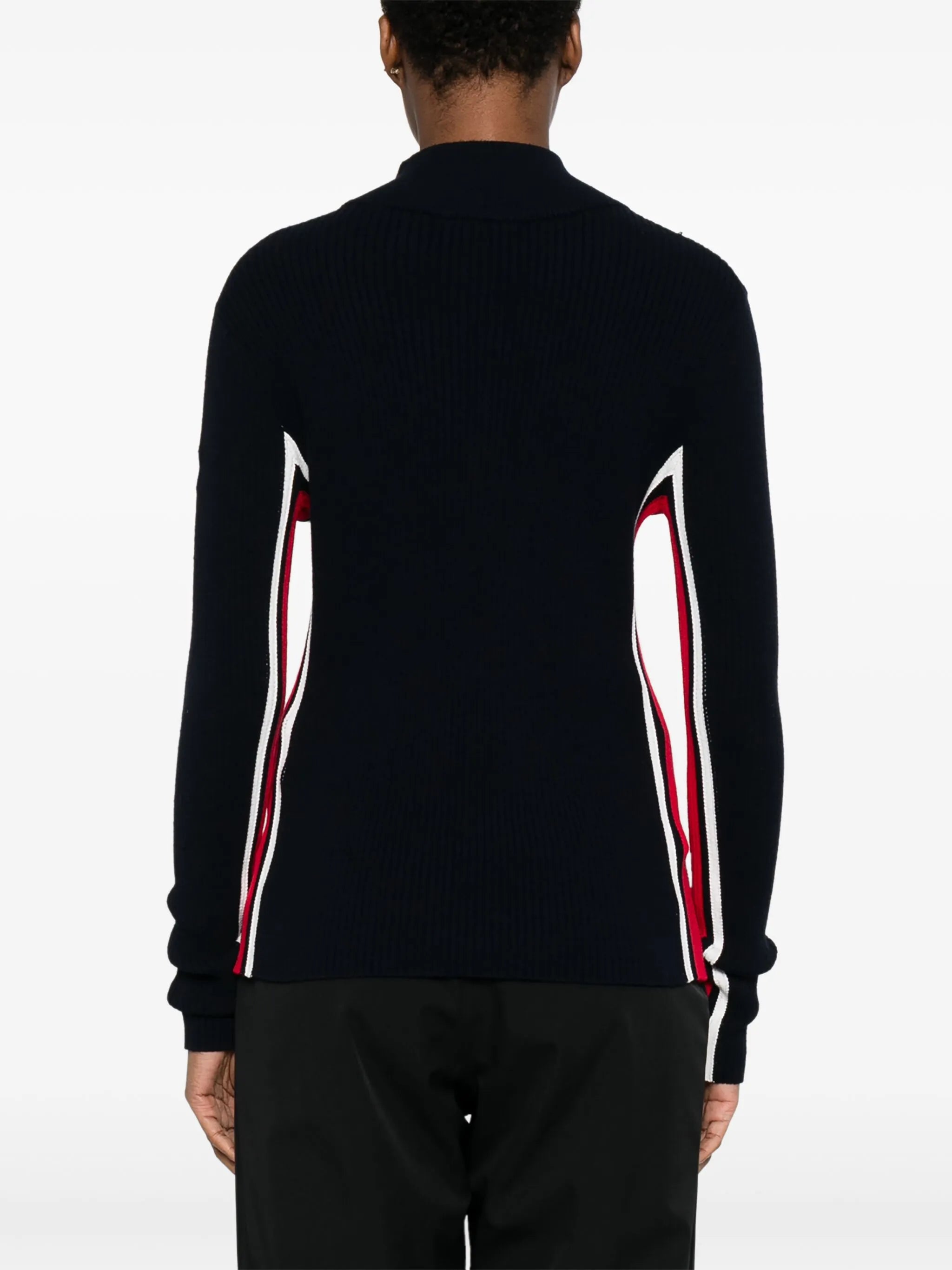 Deltanao side-stripe zip-neck sweater
