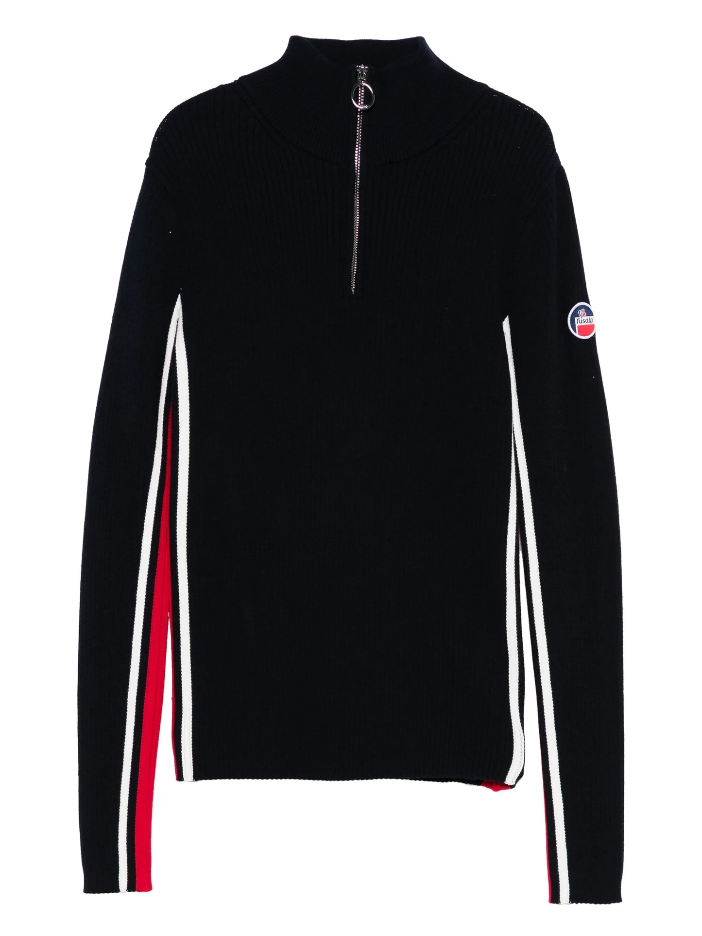 Deltanao side-stripe zip-neck sweater