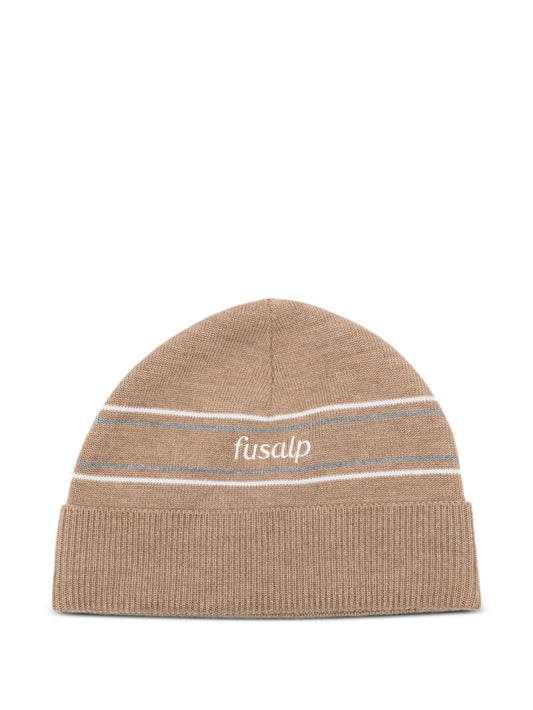 Retro logo-embroidered beanie hat