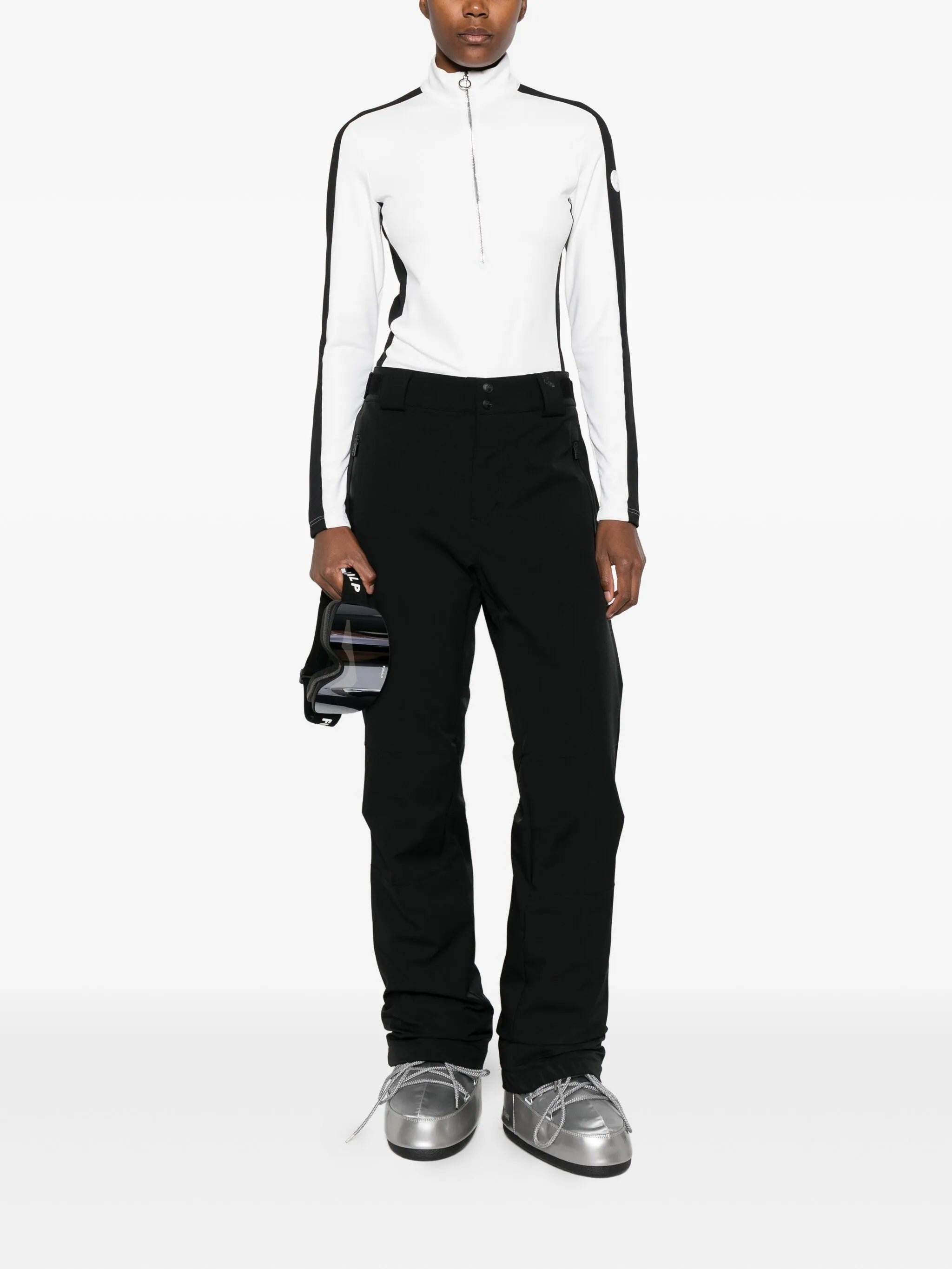 Negam side-stripe zip-neck base-layer top