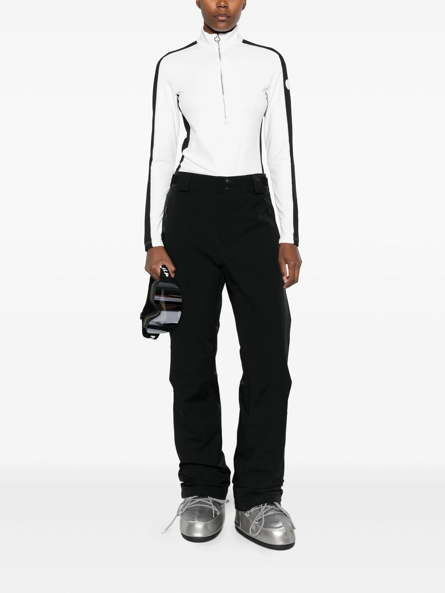 Negam side-stripe zip-neck base-layer top