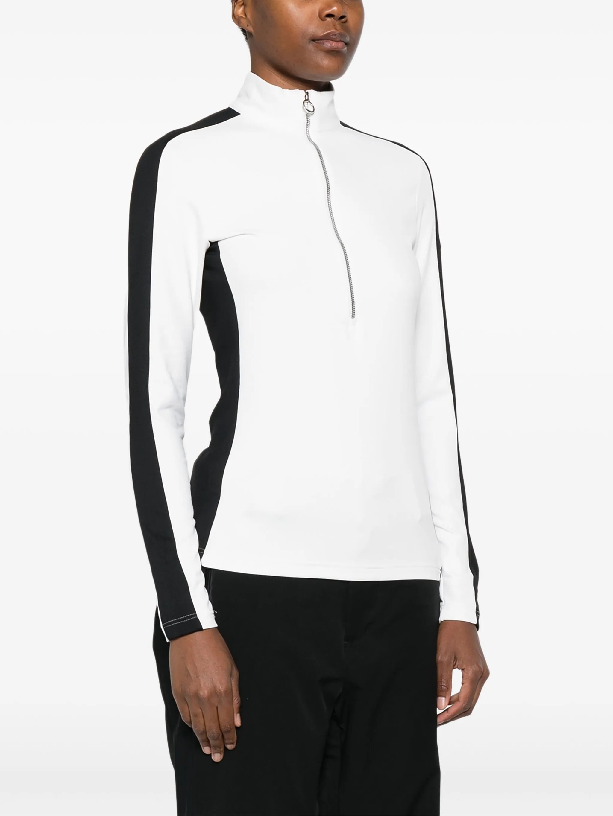 Negam side-stripe zip-neck base-layer top