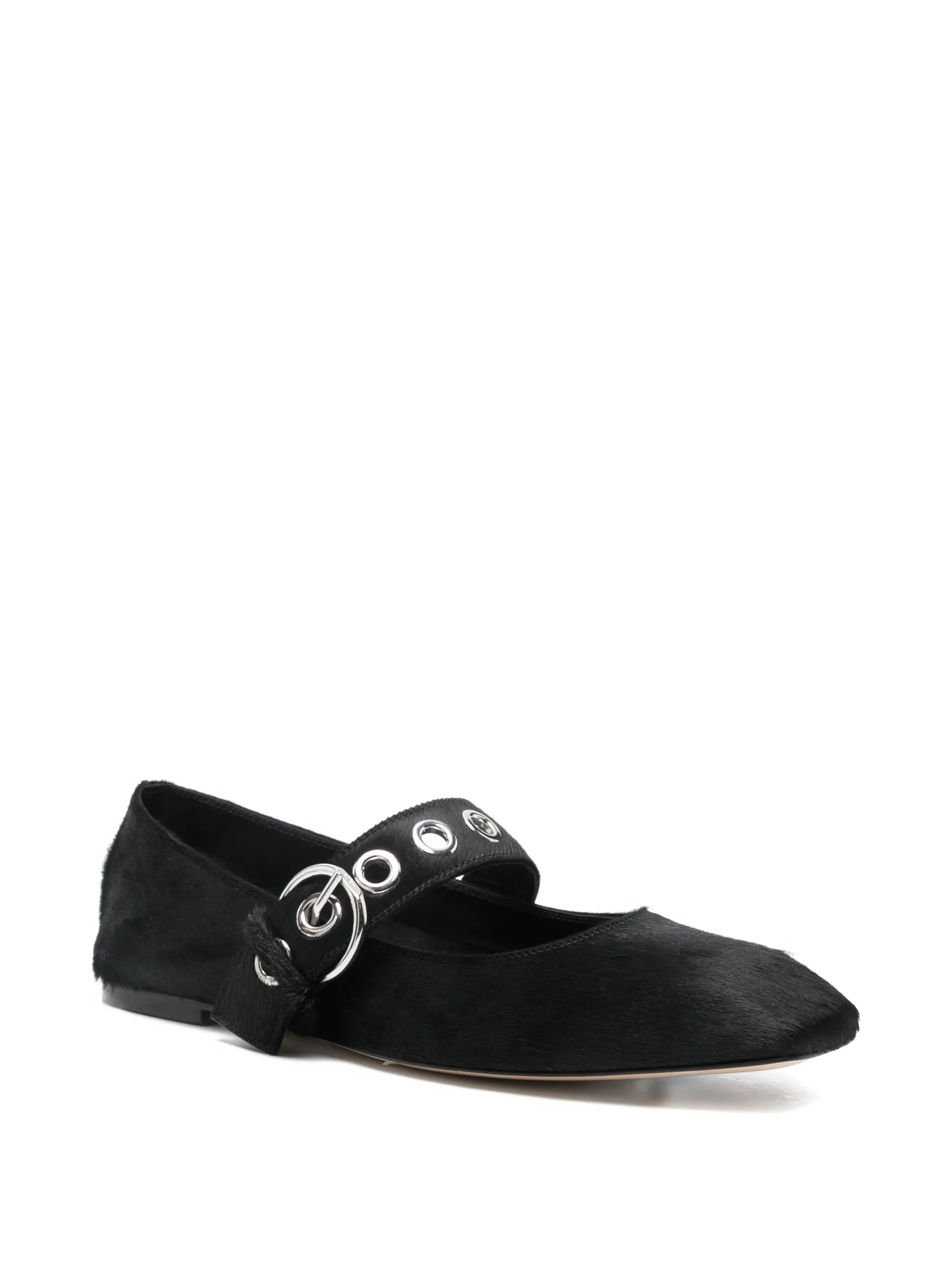 Uma eyelet ponyhair ballerinas