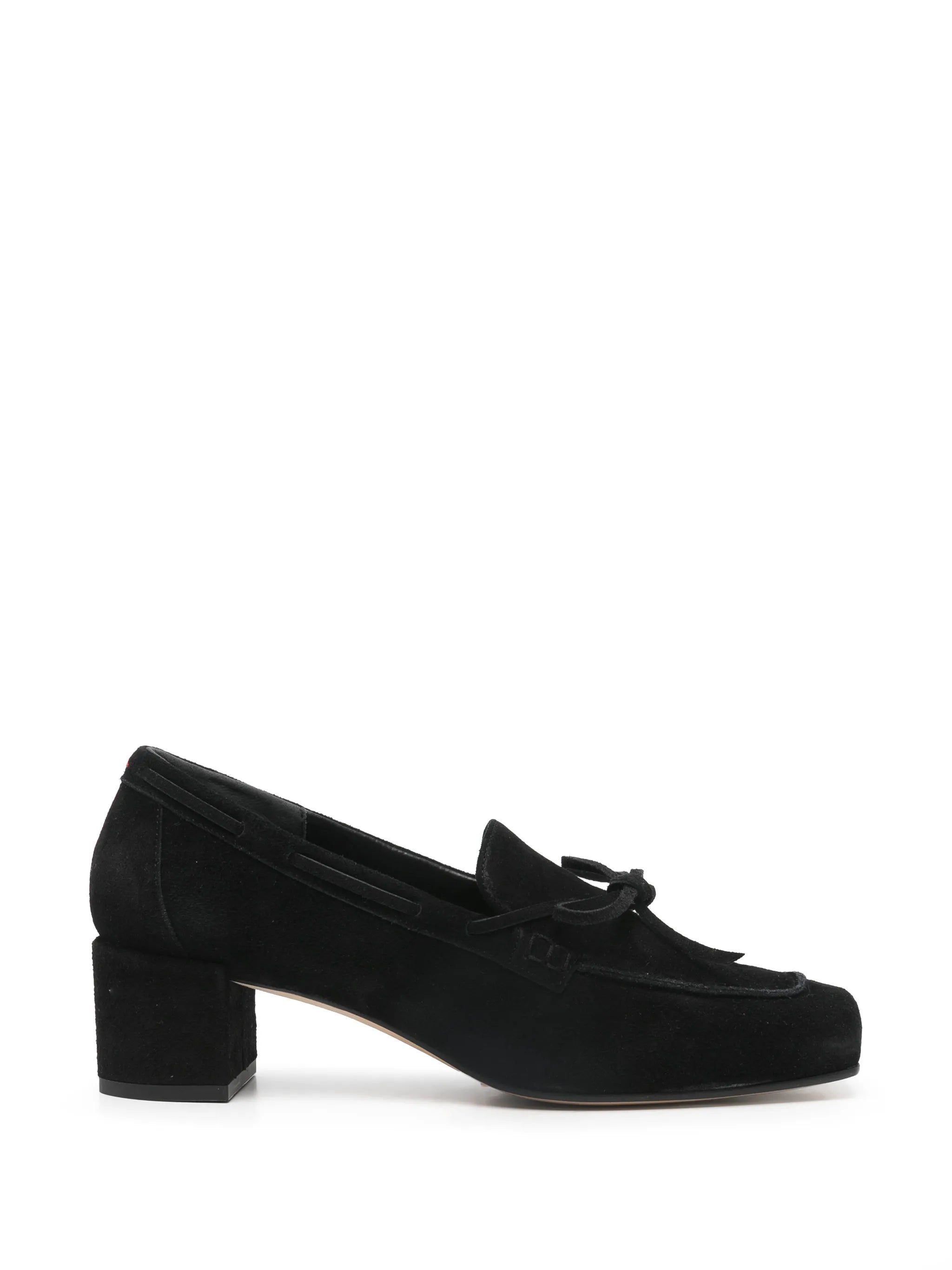 Grenn suede bow pumps