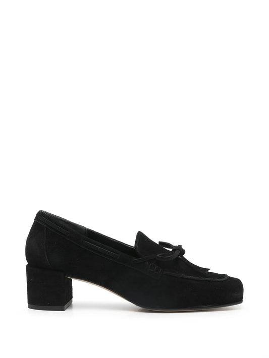 Grenn suede bow pumps