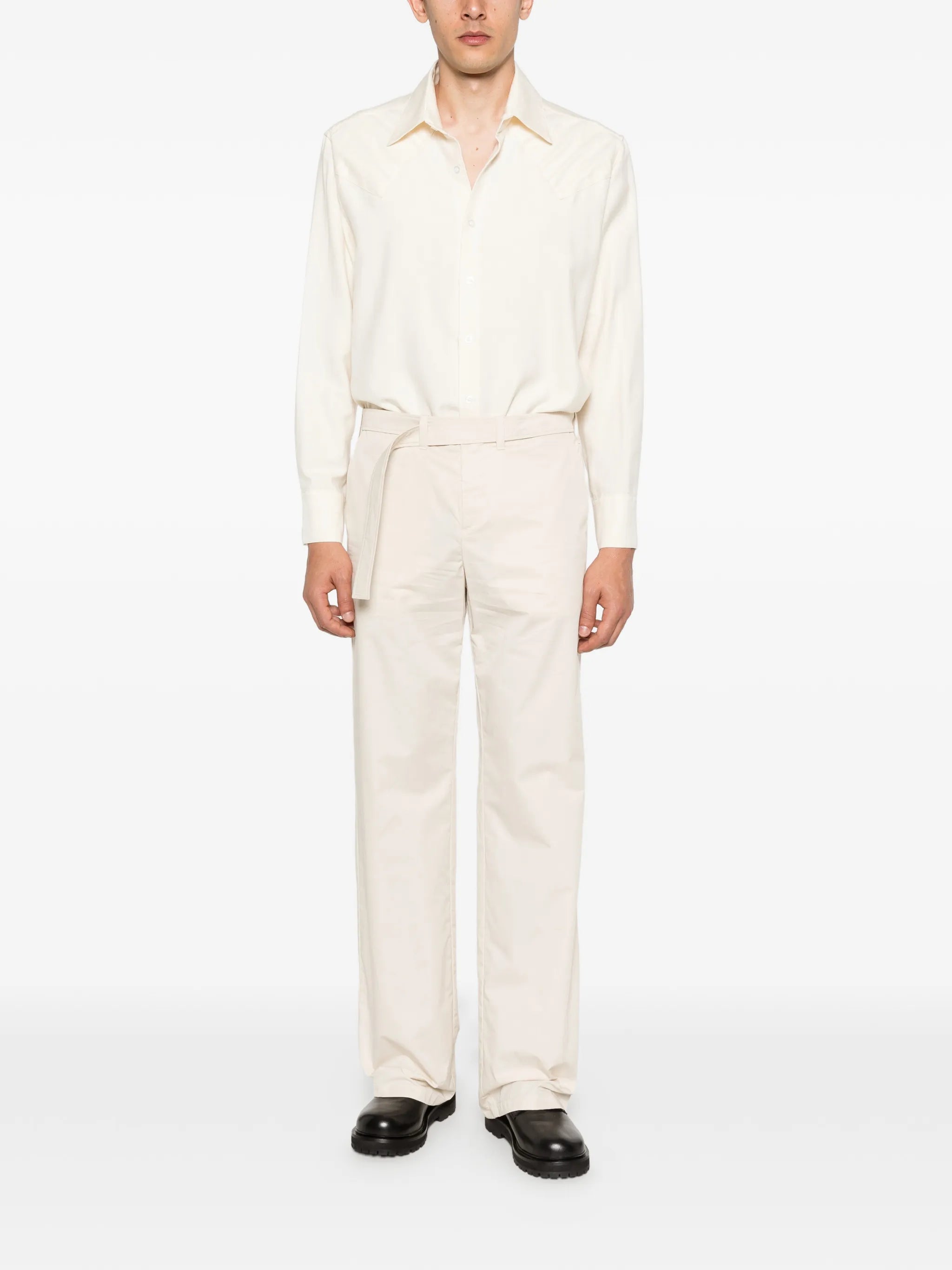 belted suit trousers