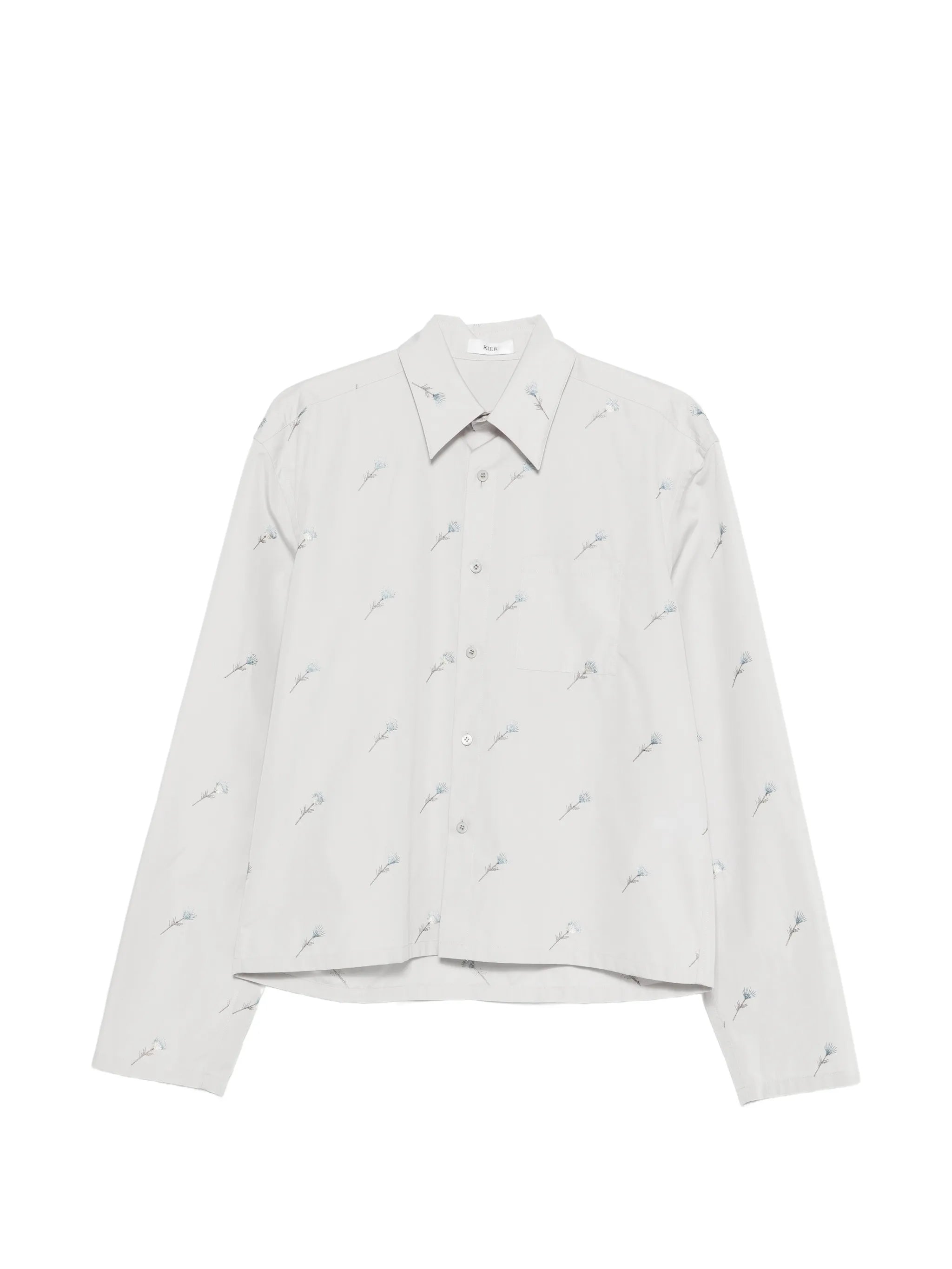 floral-embroidered button-fastening shirt