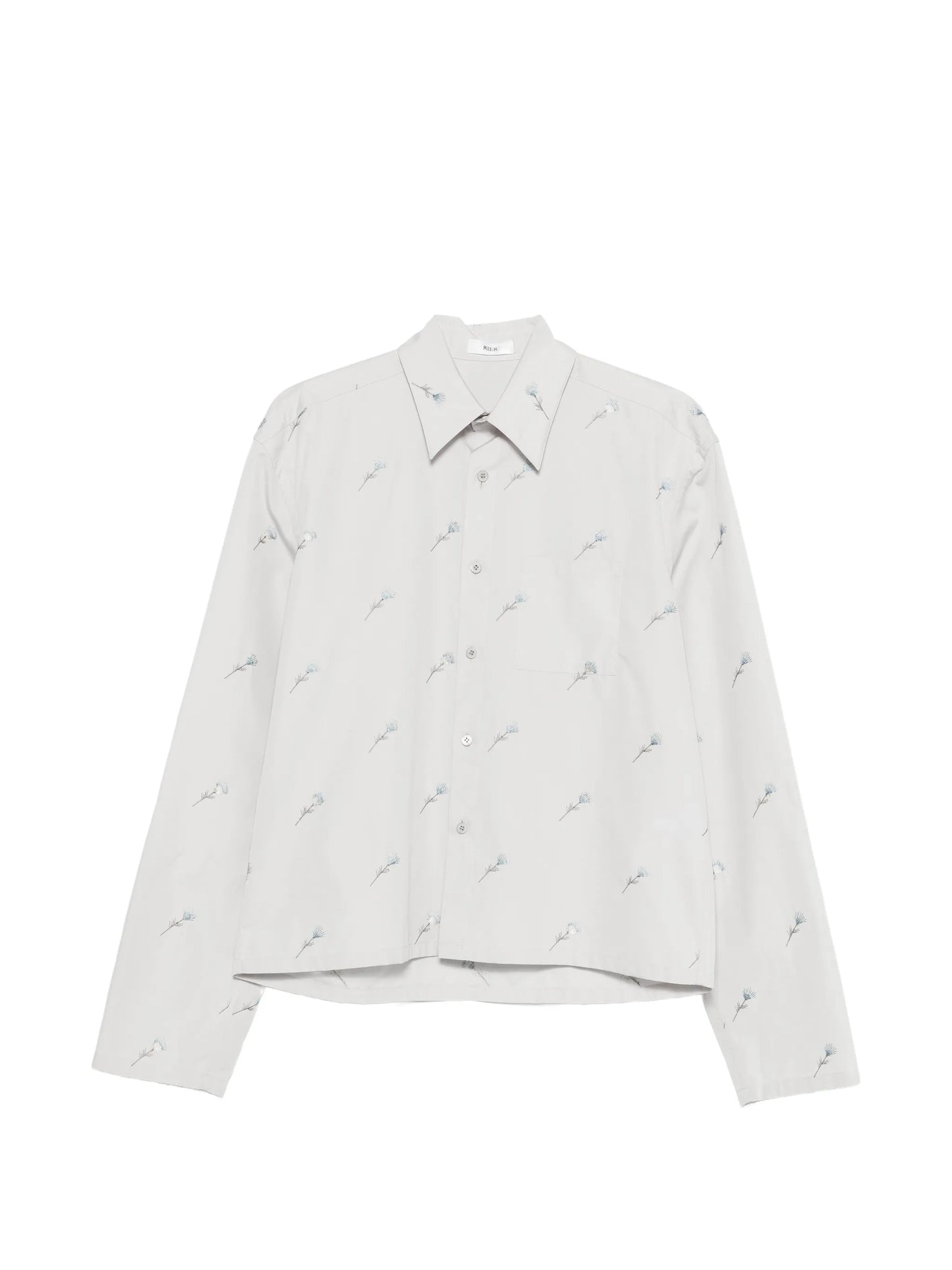 floral-embroidered button-fastening shirt