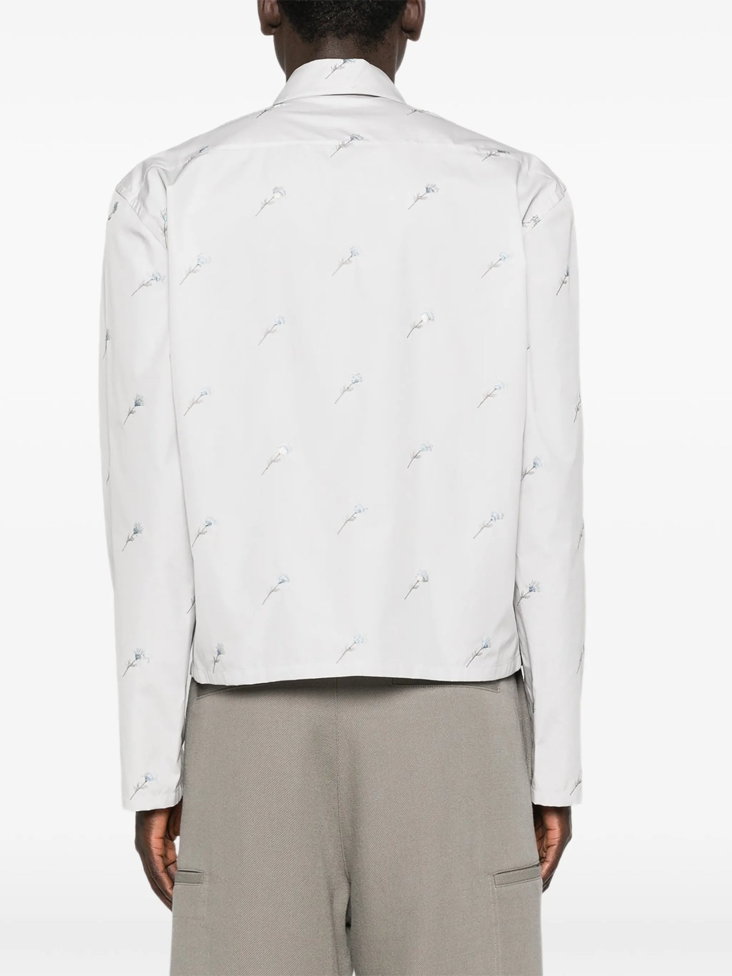 floral-embroidered button-fastening shirt