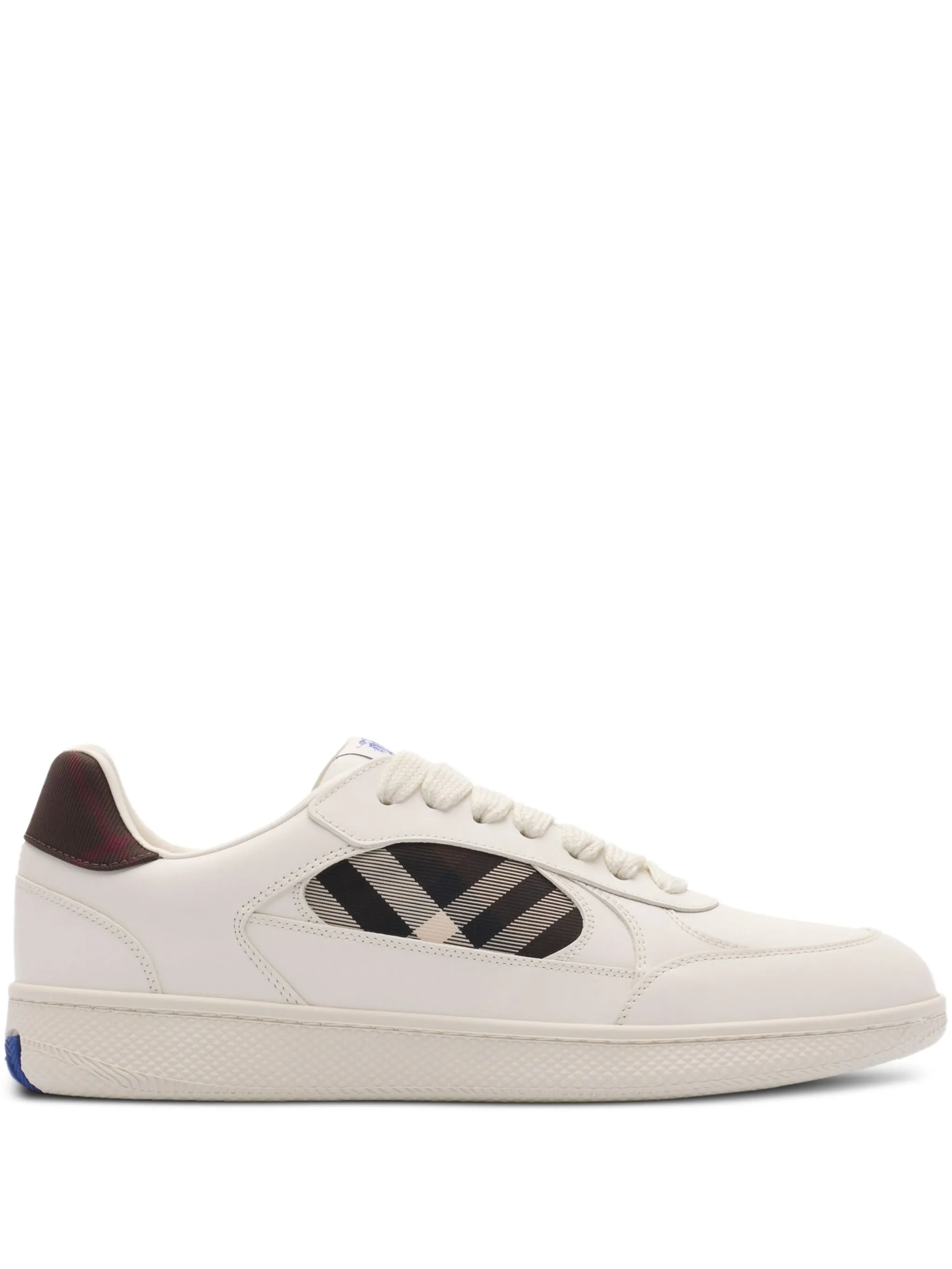 Terrace check-panel leather sneakers