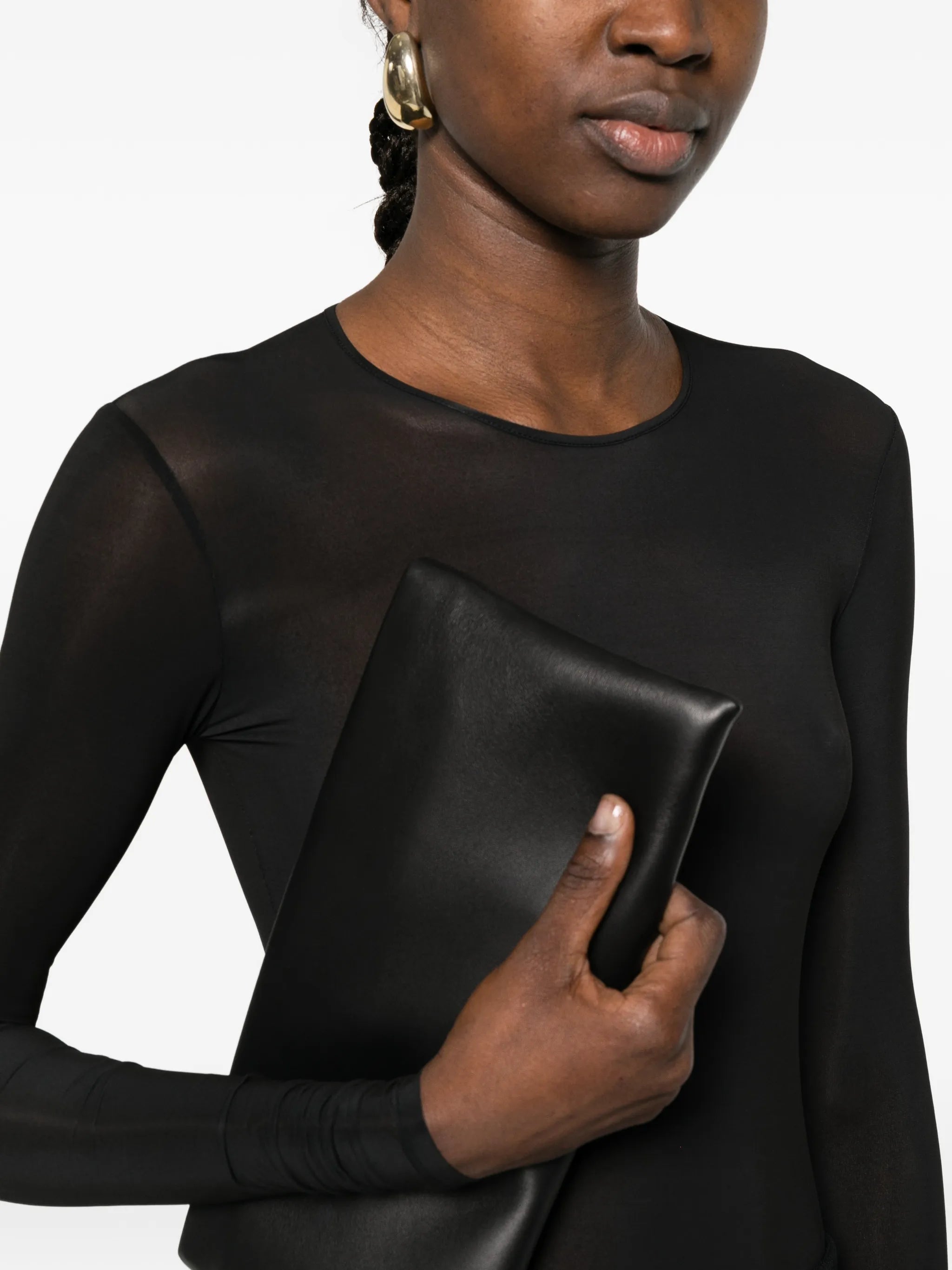 sheer long-sleeve bodysuit