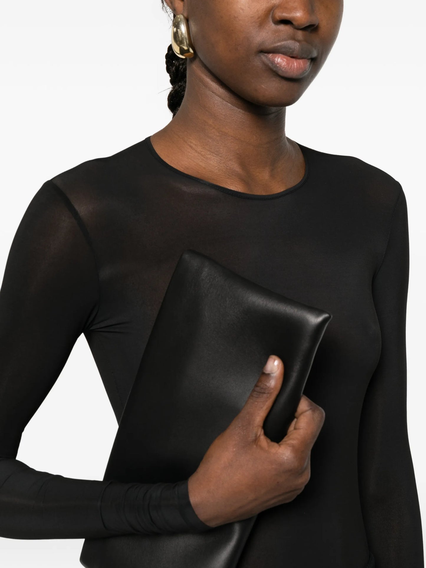sheer long-sleeve bodysuit