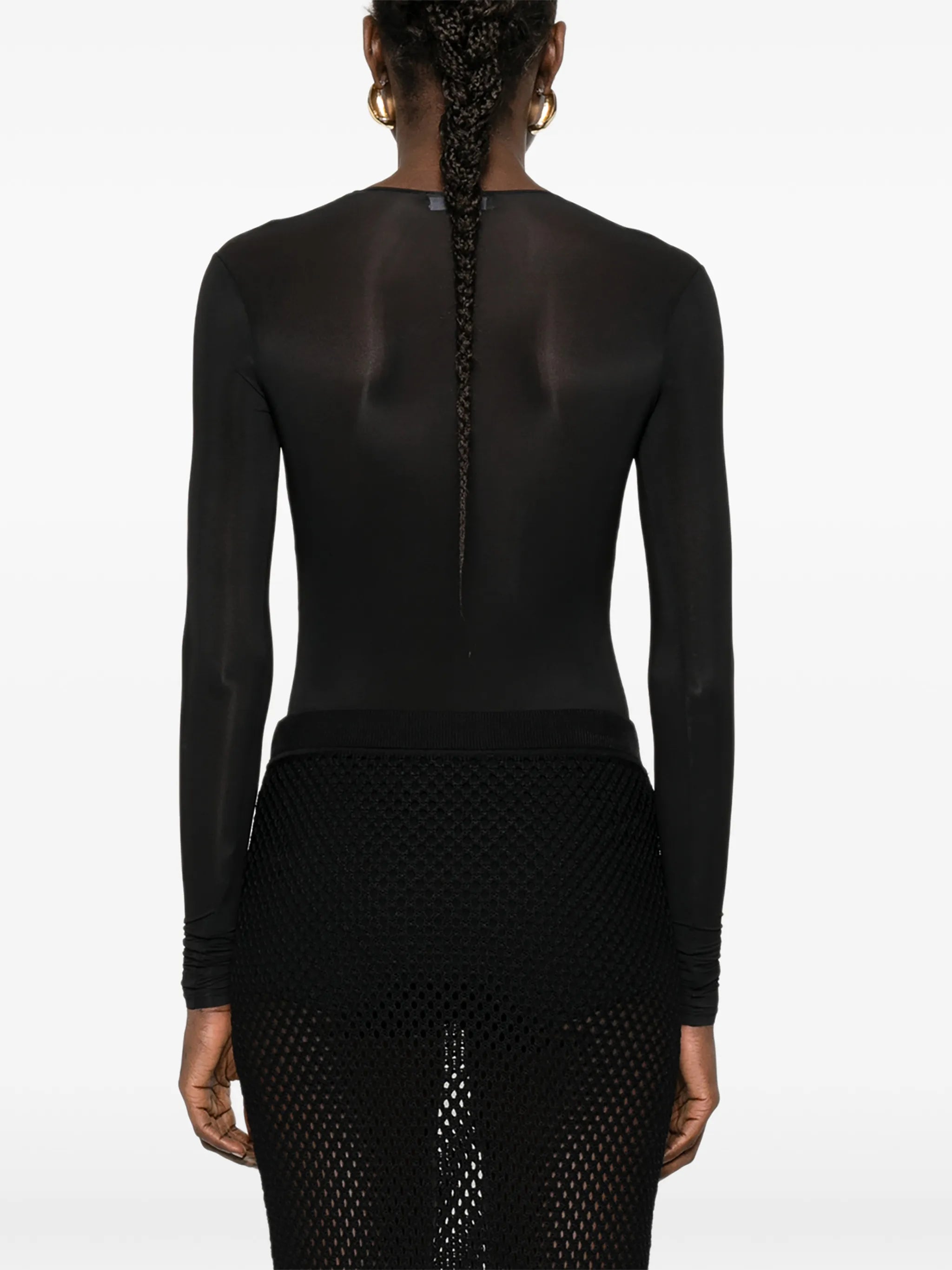 sheer long-sleeve bodysuit