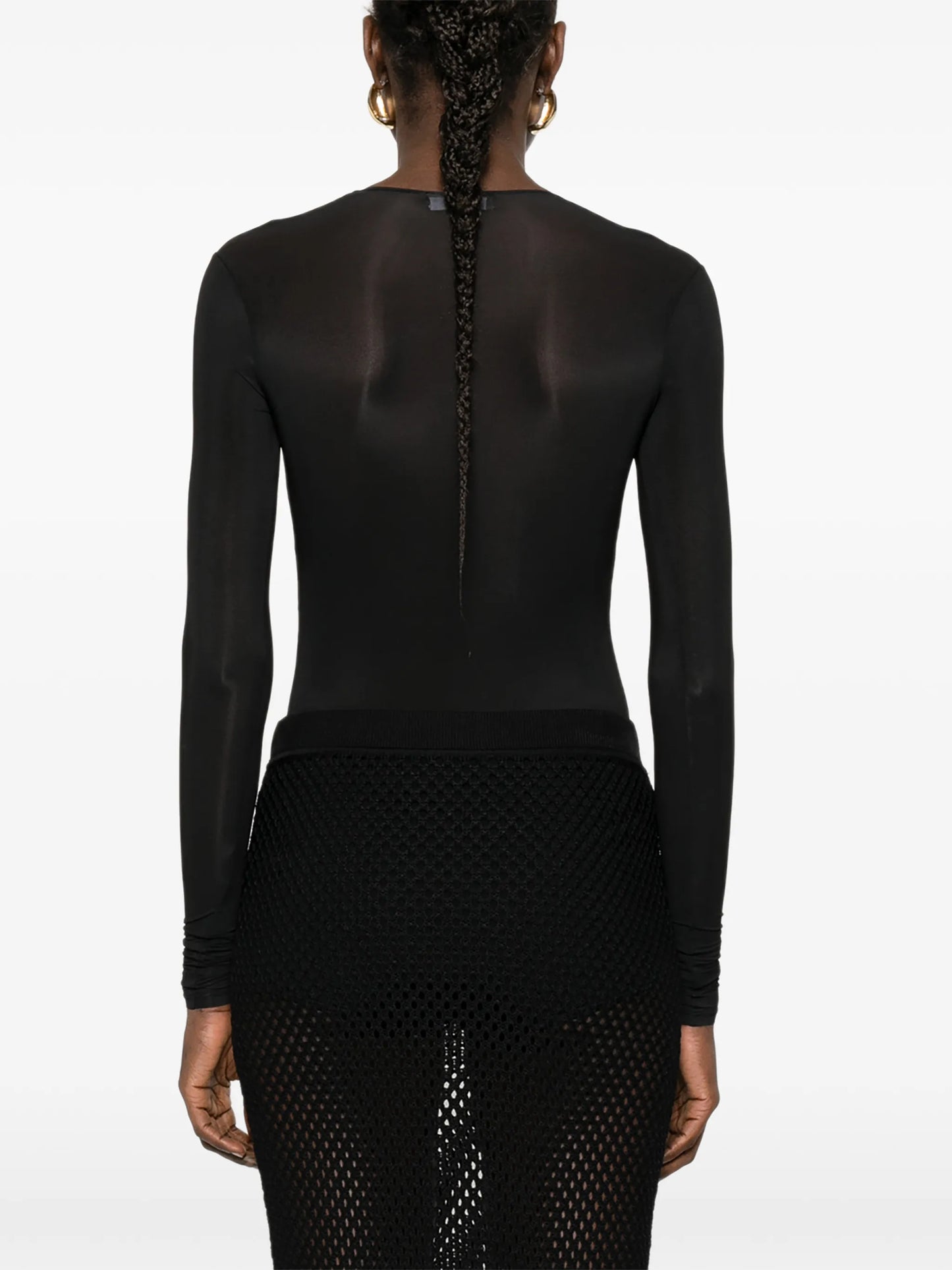 sheer long-sleeve bodysuit