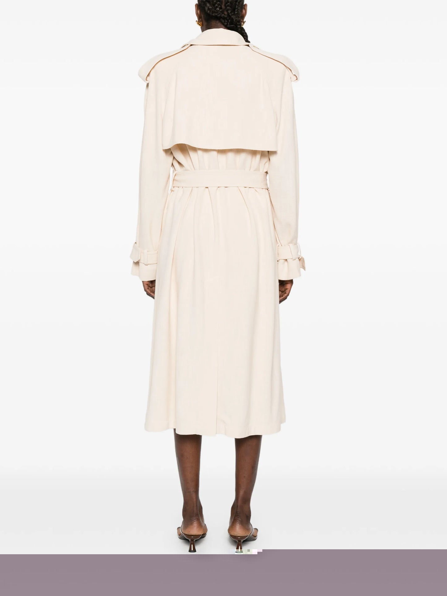 buttoned belted trench coat