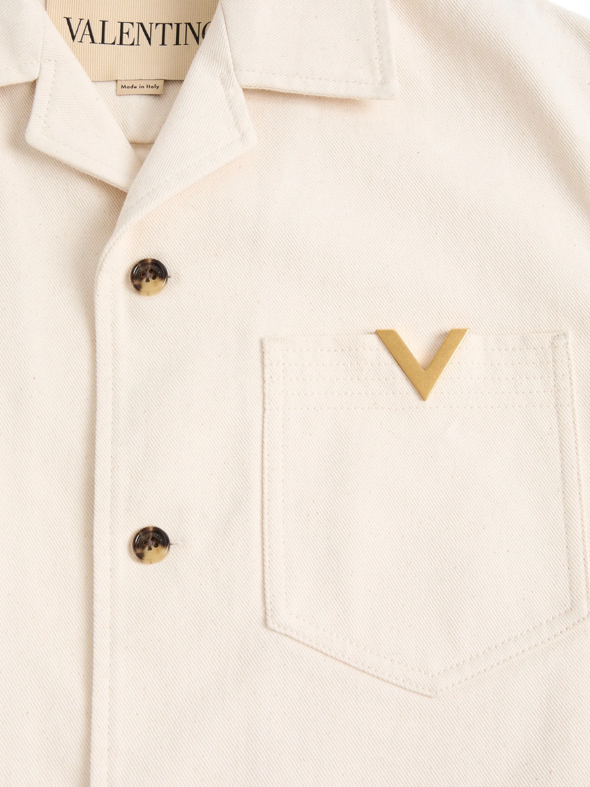 denim bowling shirt with Vgold