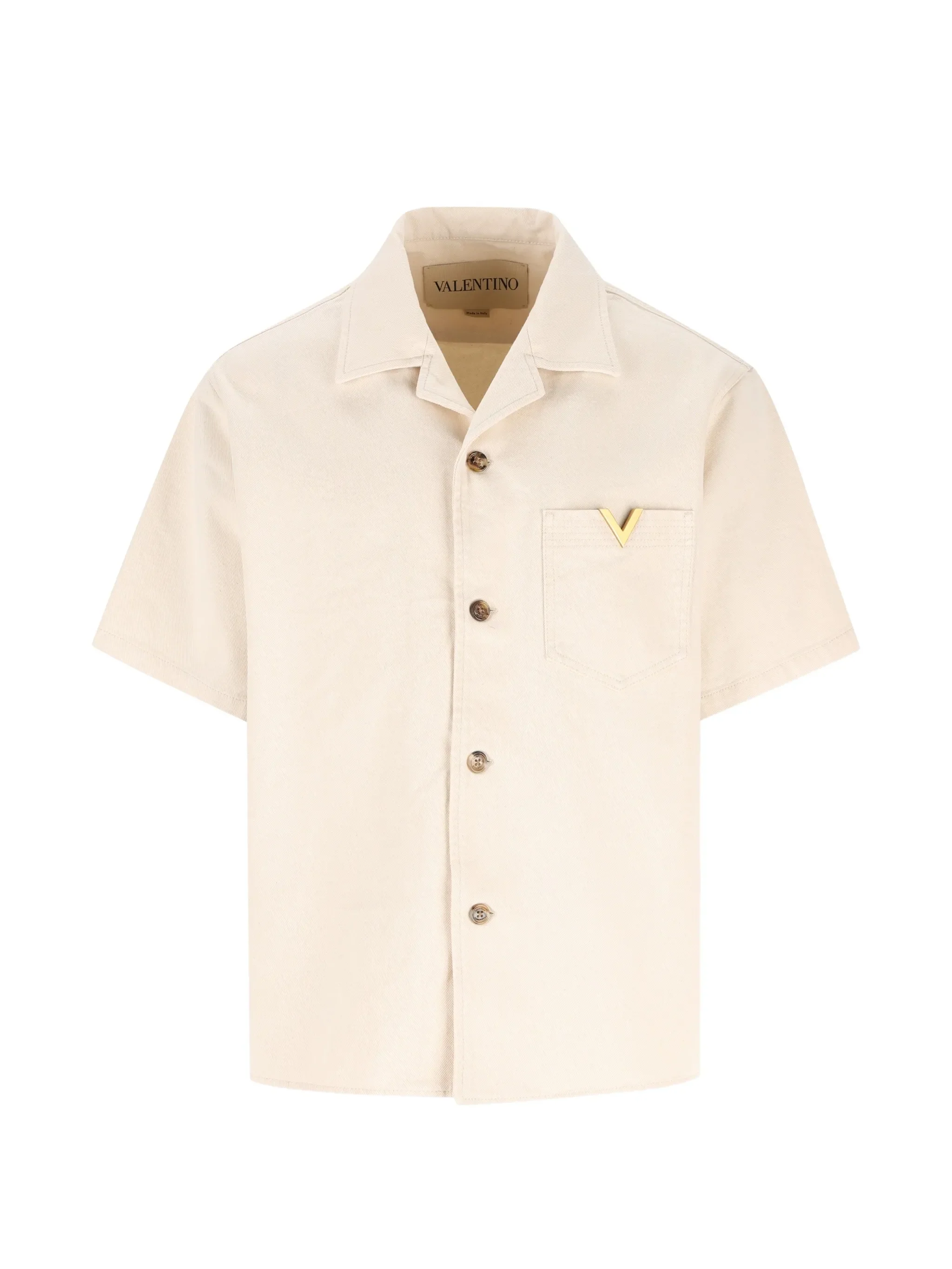denim bowling shirt with Vgold