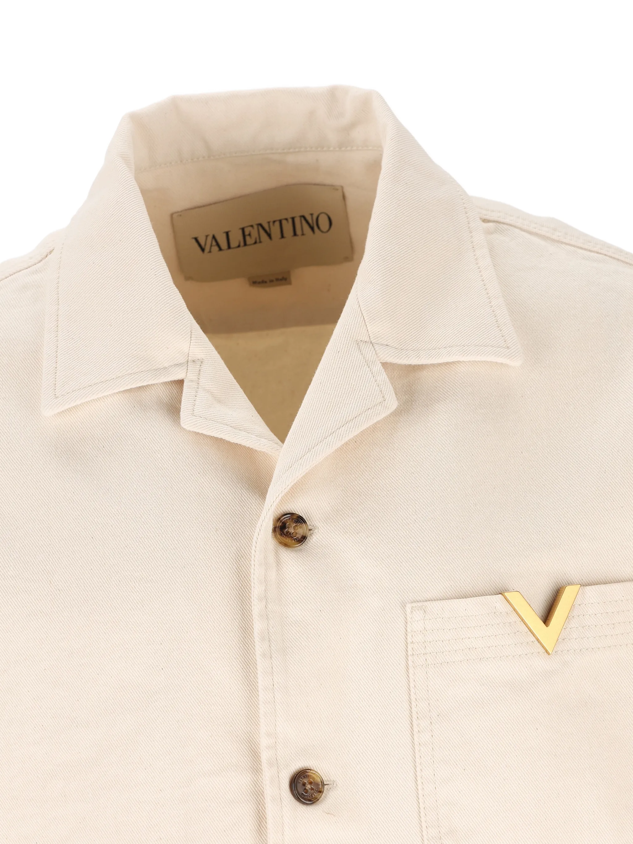 denim bowling shirt with Vgold