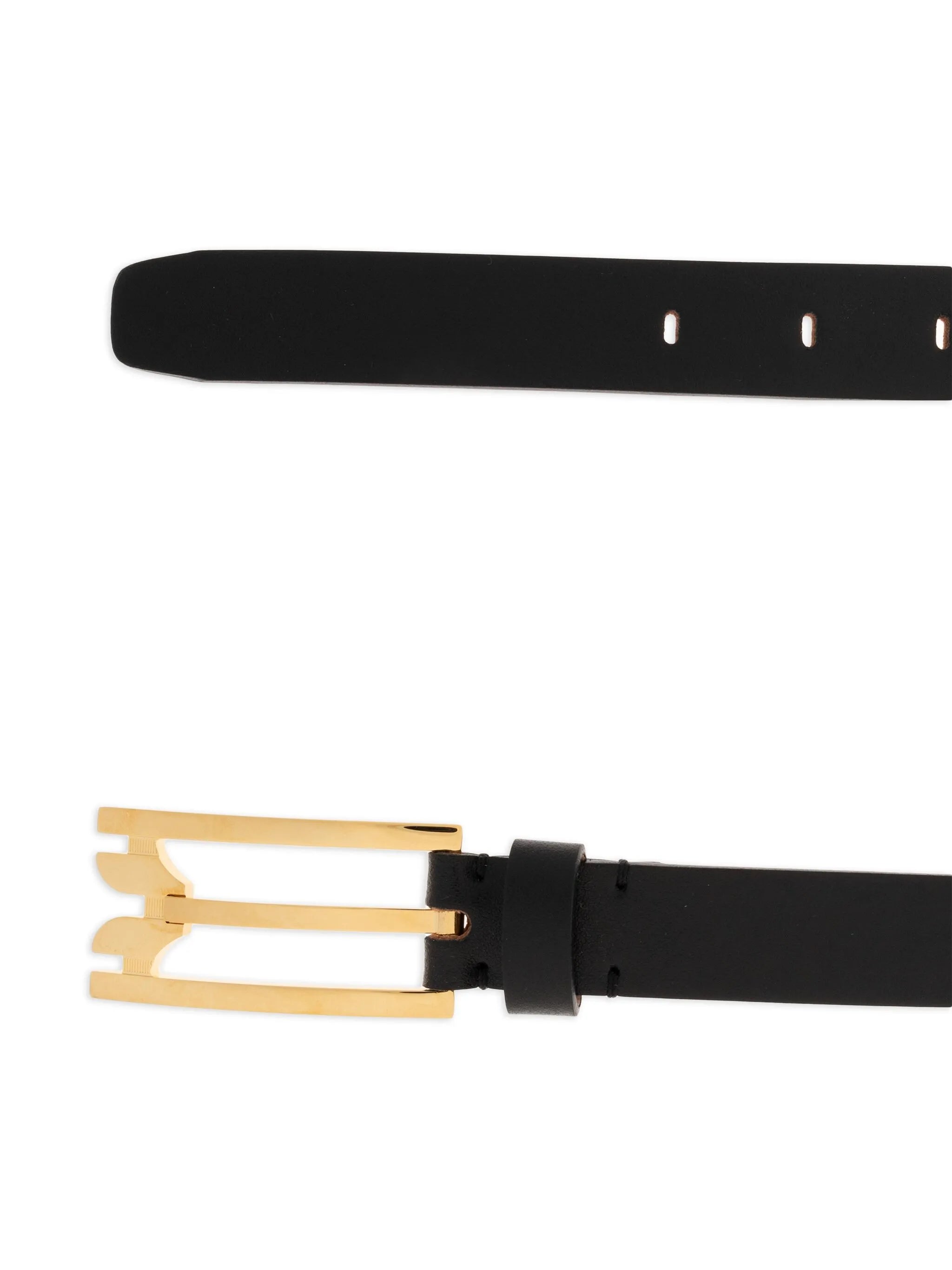 wide-buckle leather belt