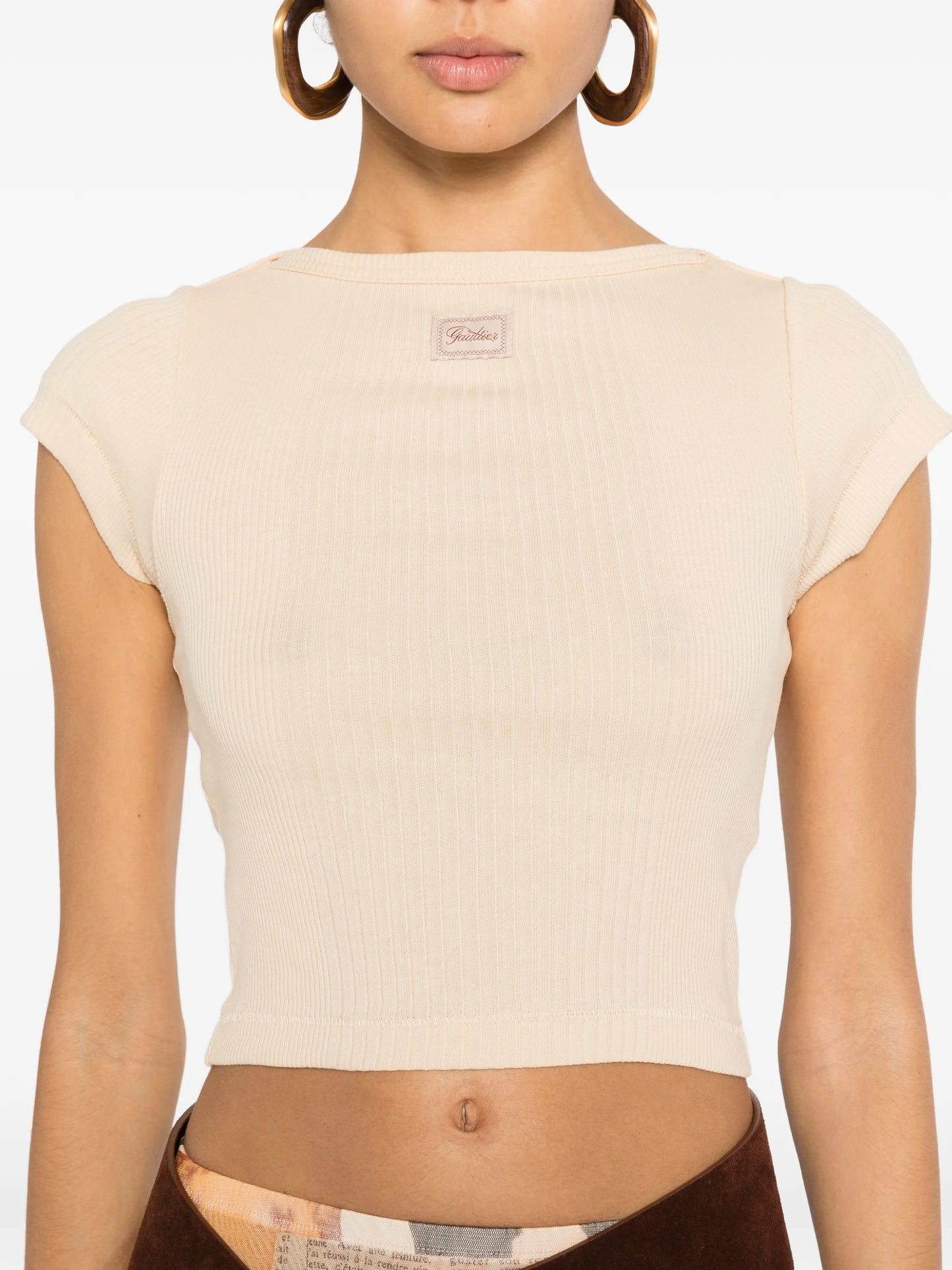 ribbed short-sleeved T-shirt