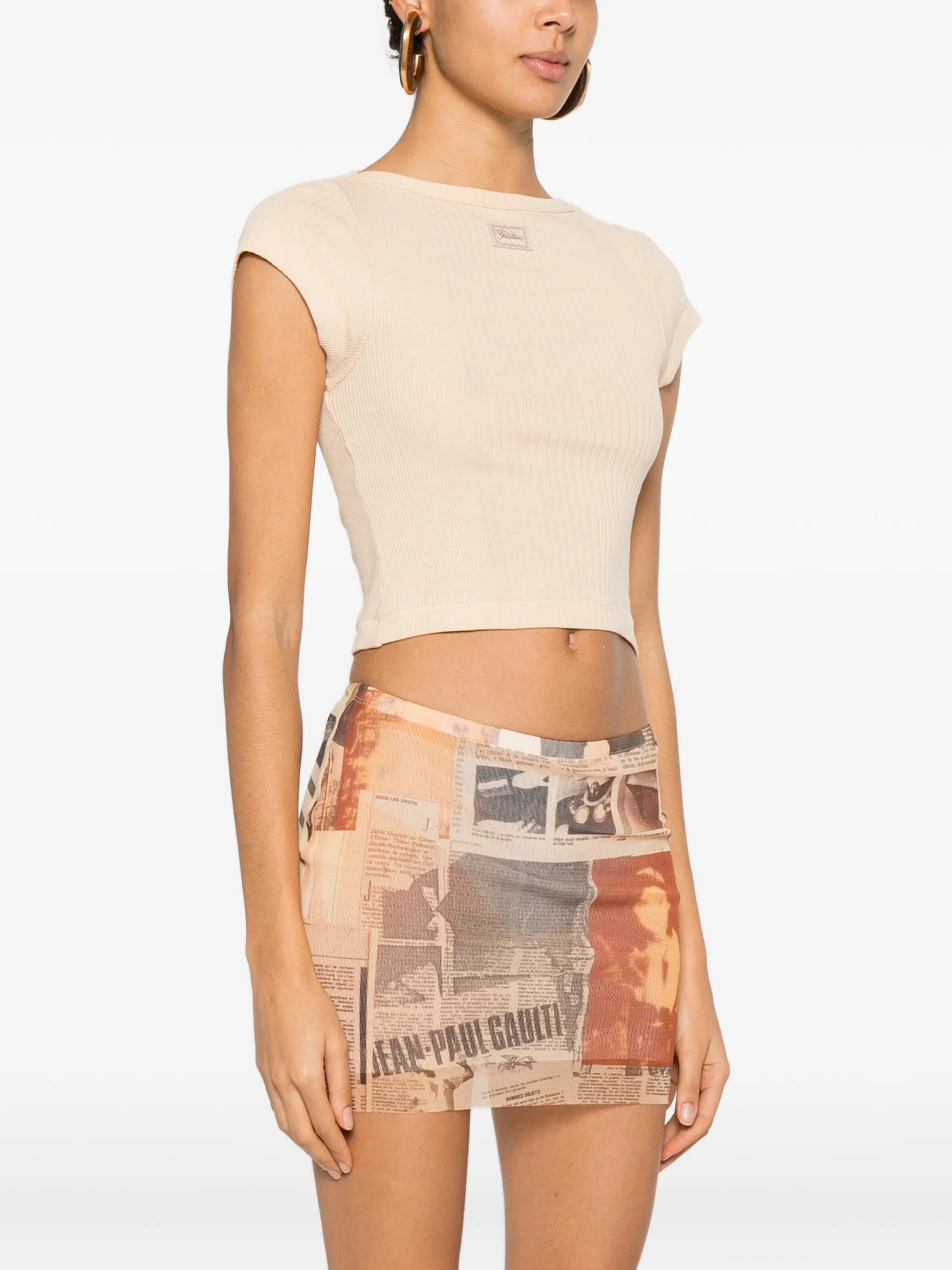 ribbed short-sleeved T-shirt