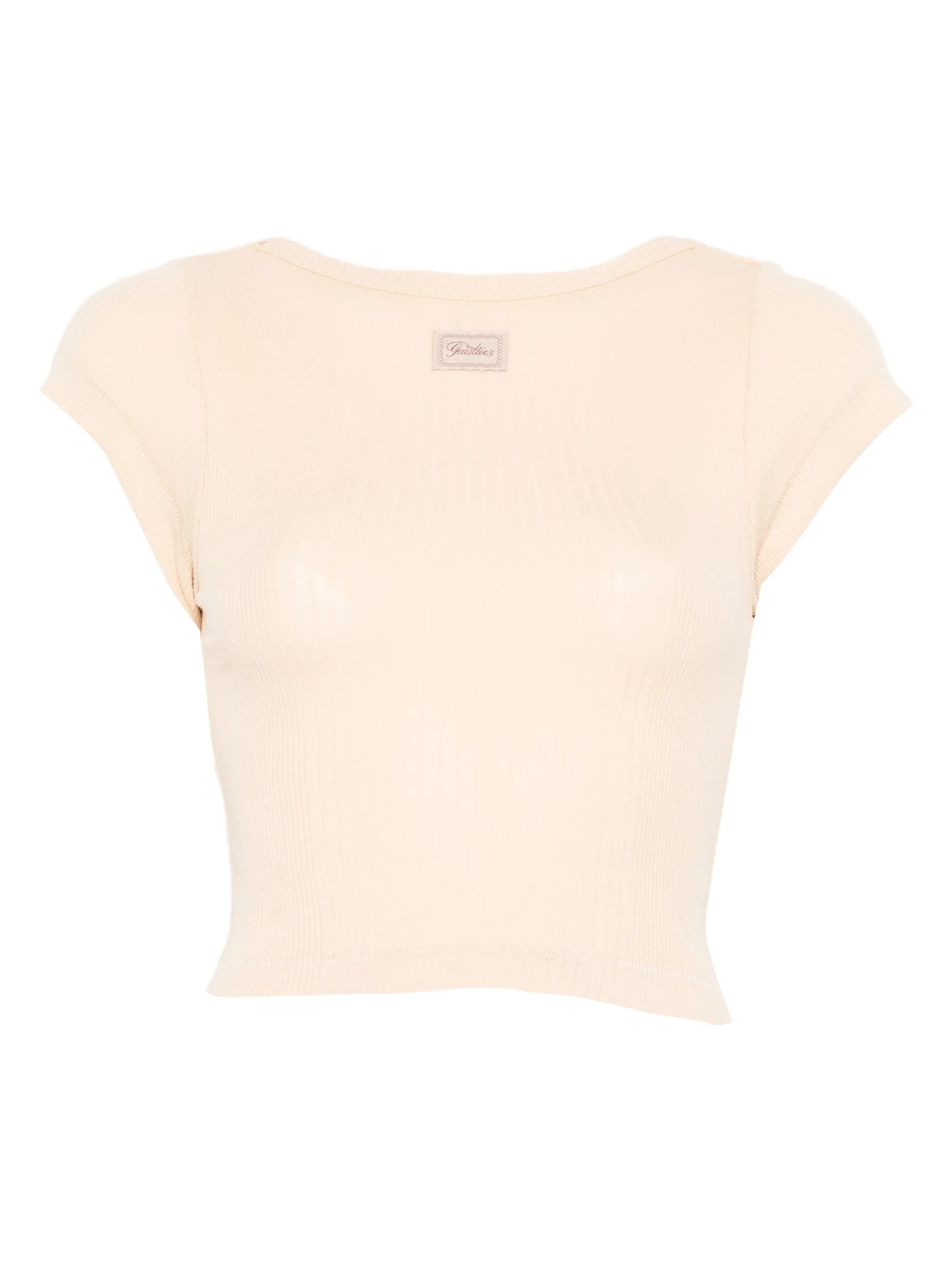 ribbed short-sleeved T-shirt