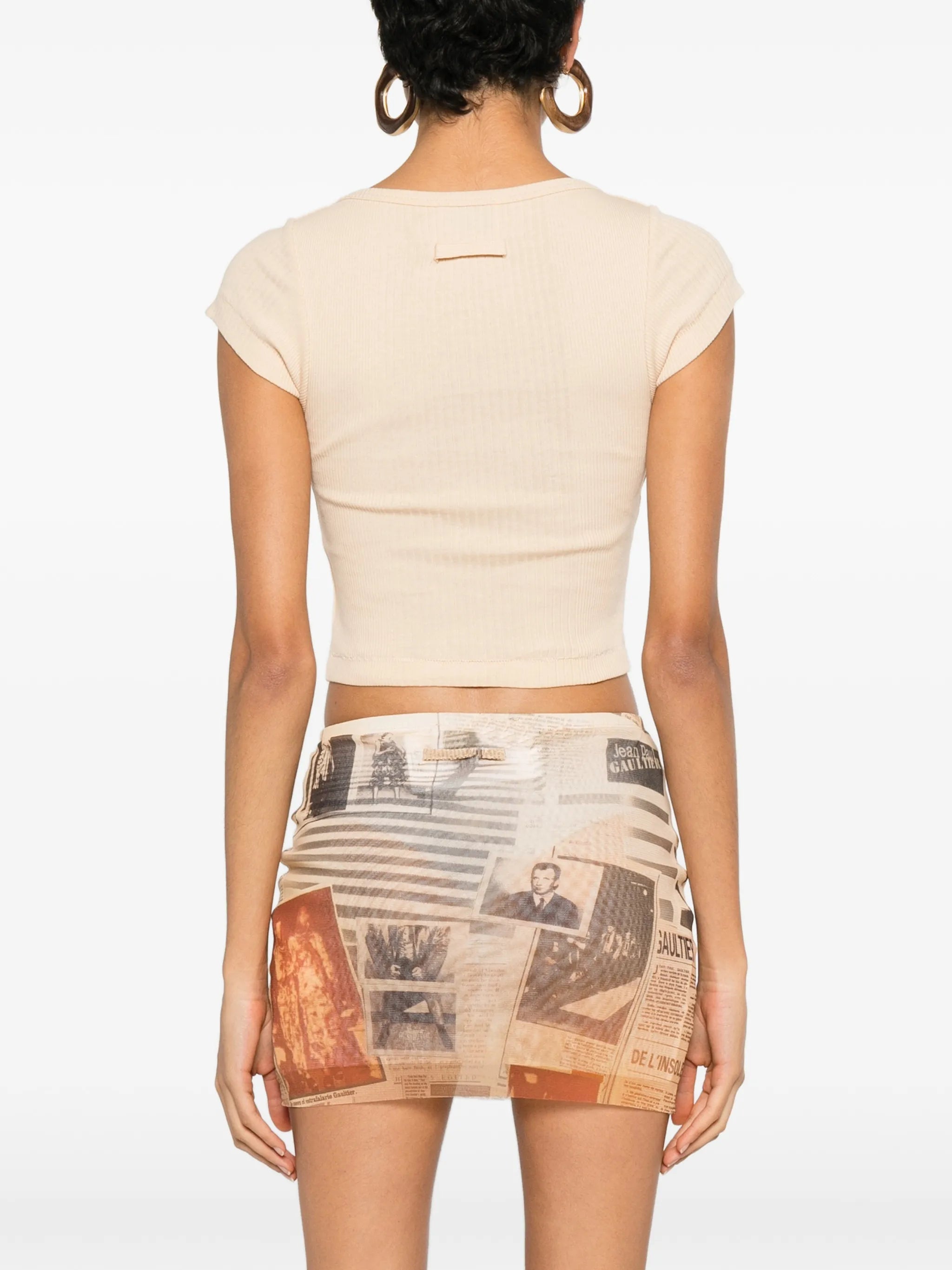 ribbed short-sleeved T-shirt