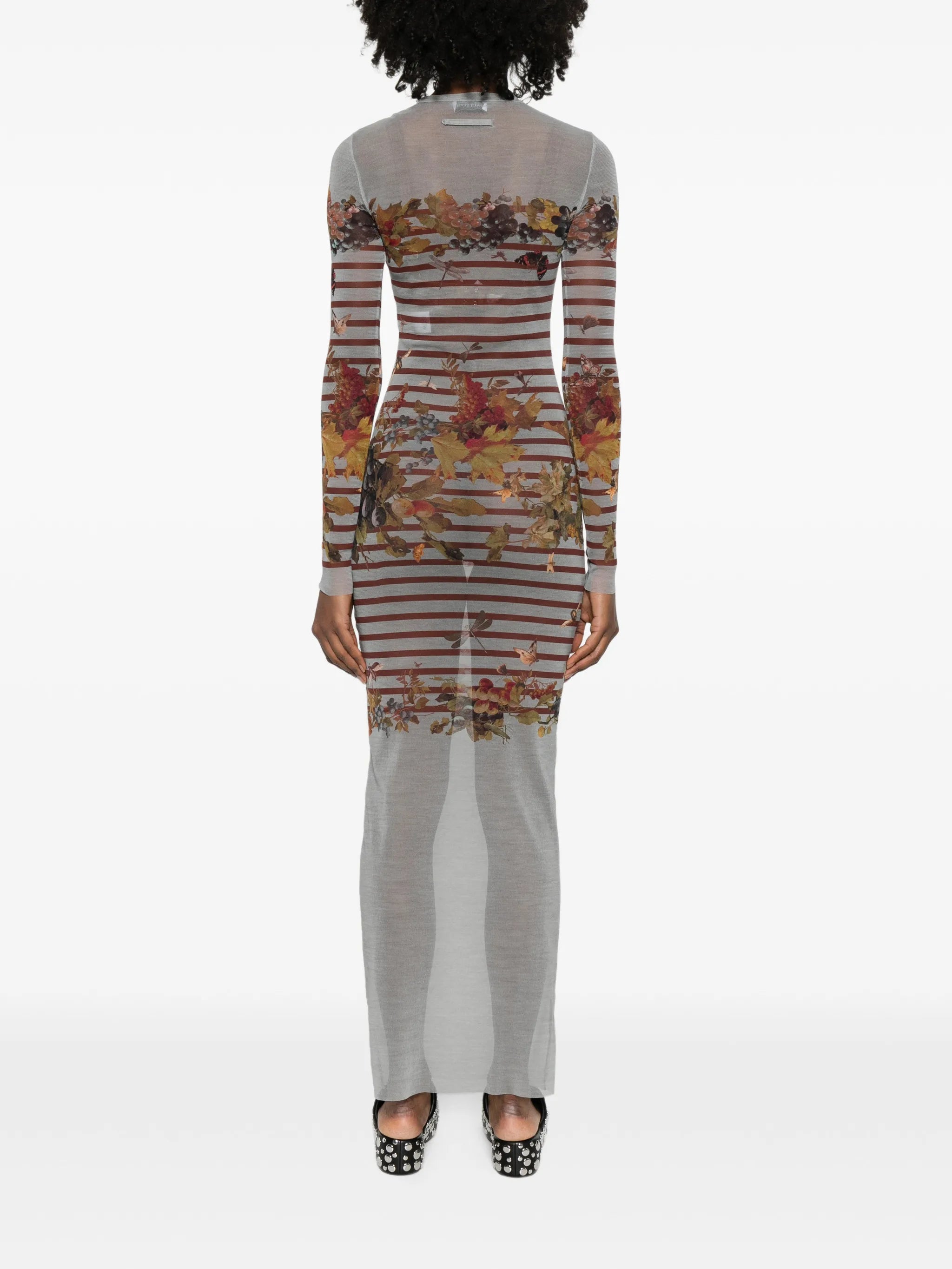 striped printed maxi dress