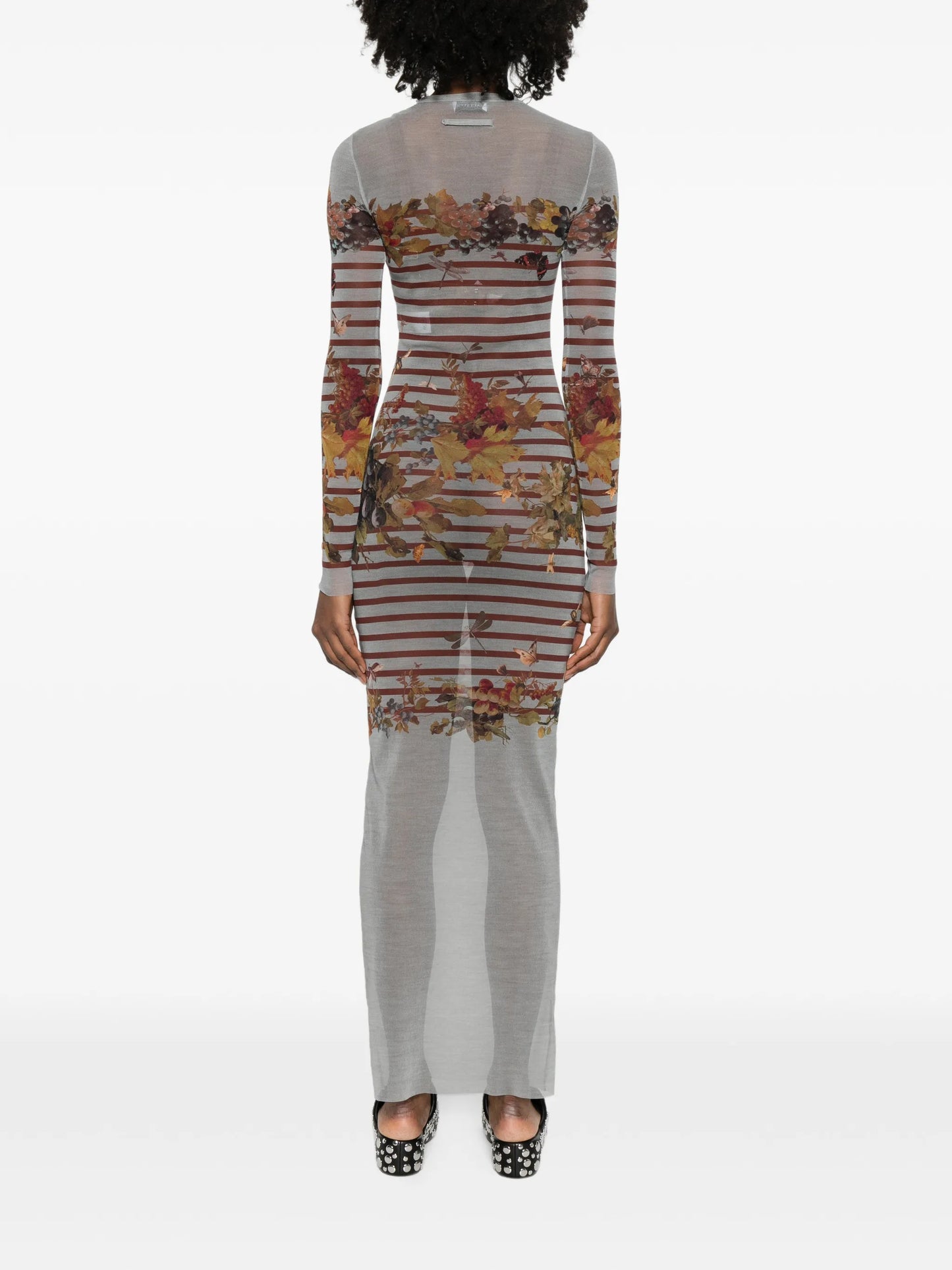 striped printed maxi dress