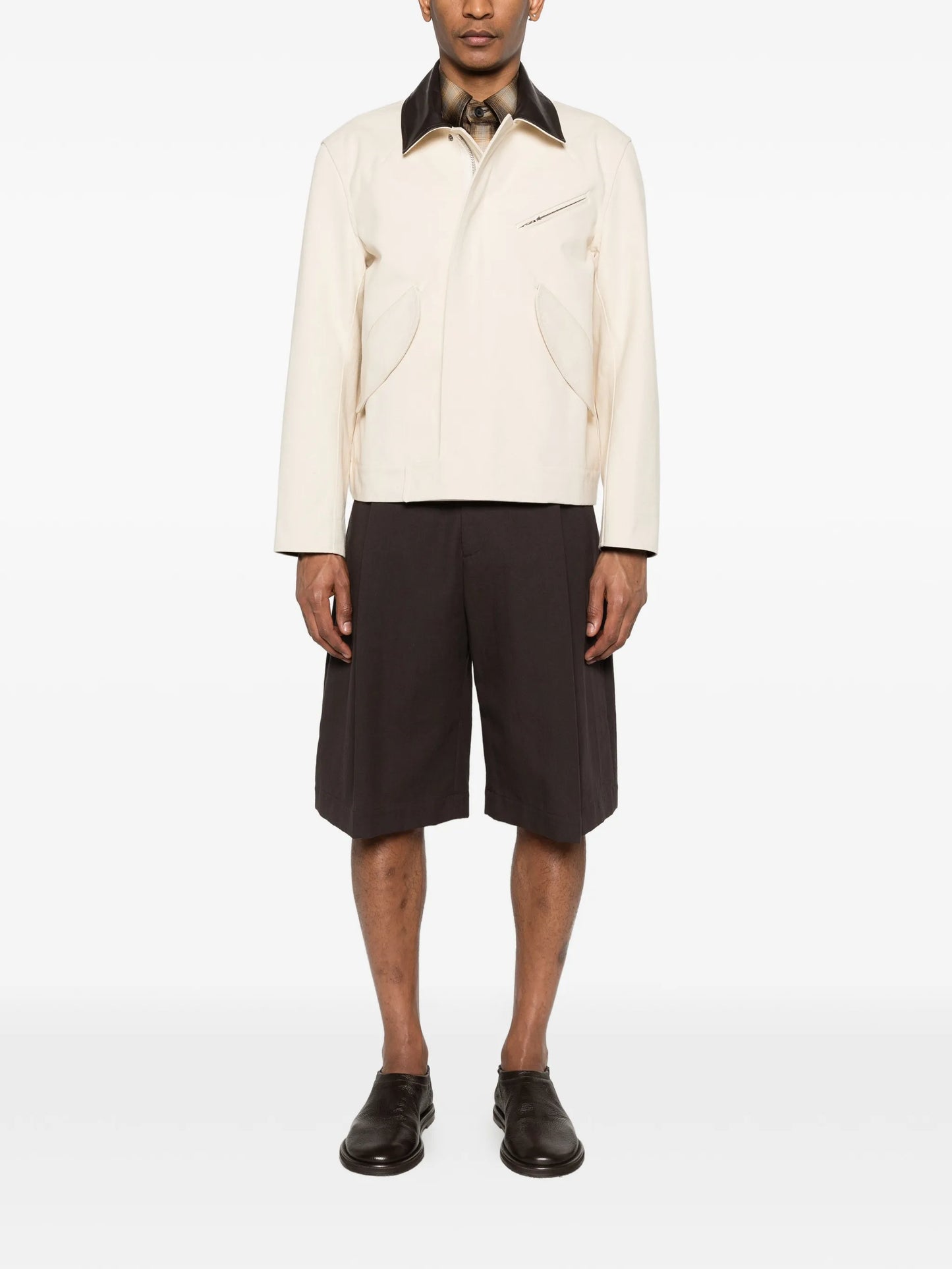 Painter leather-collar jacket