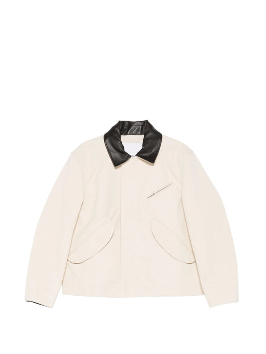 Painter leather-collar jacket
