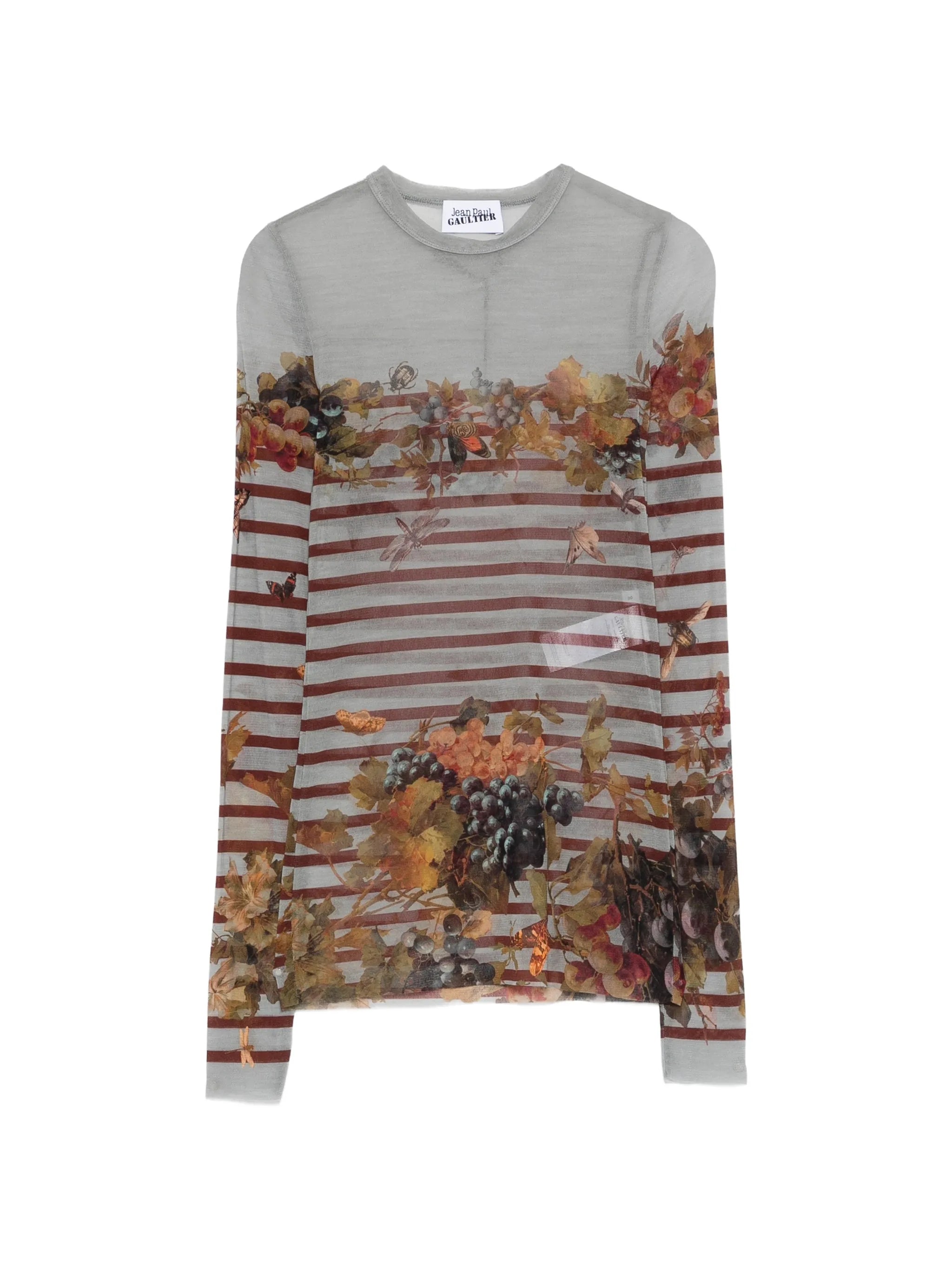 Marinière striped grape-print top