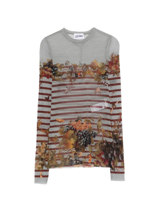 Marinière striped grape-print top