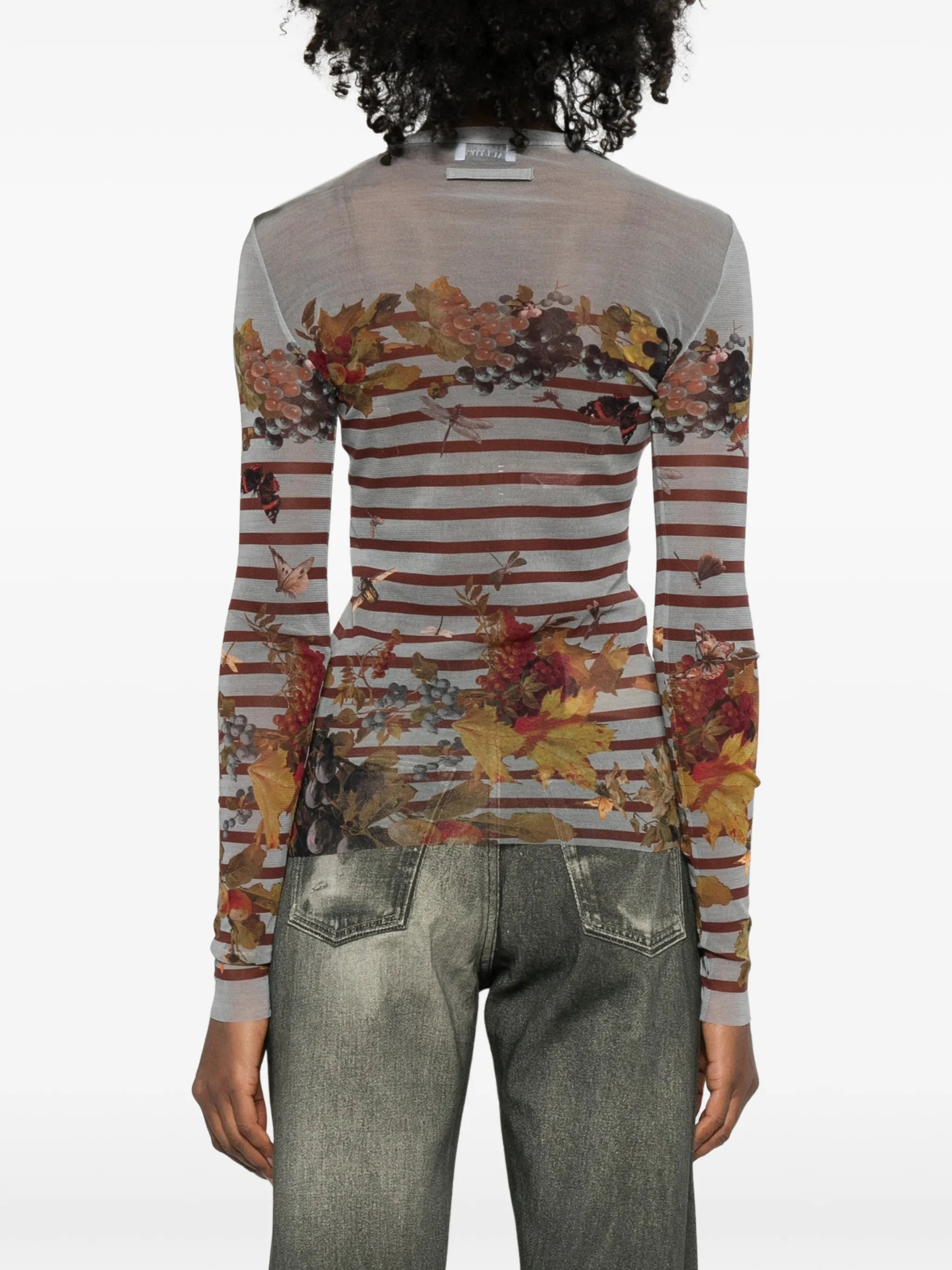 Marinière striped grape-print top