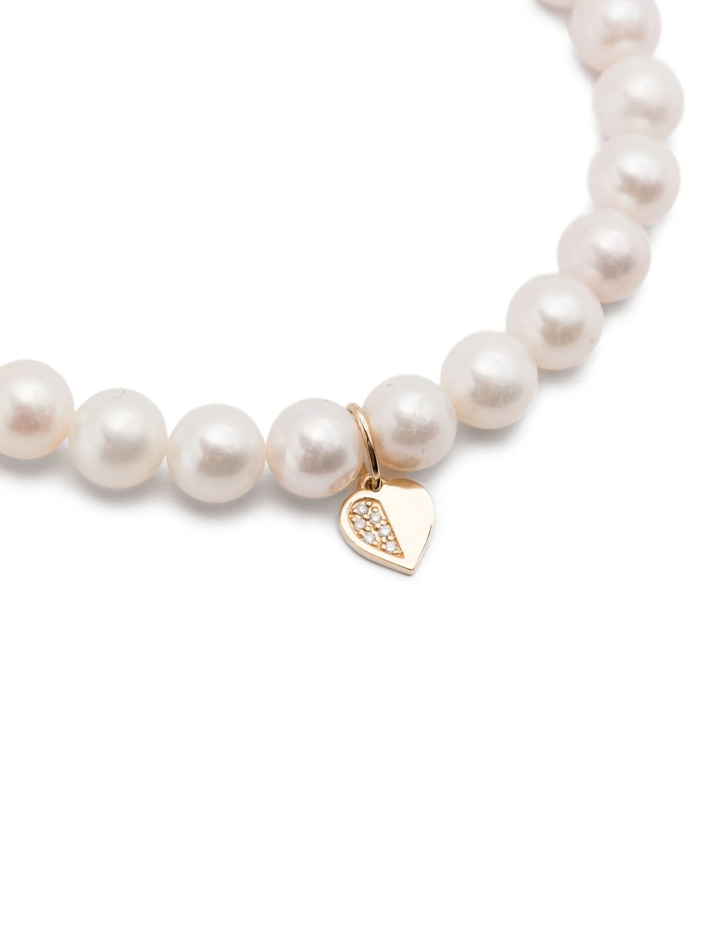 14CT yellow gold pearl and diamond charm bracelet