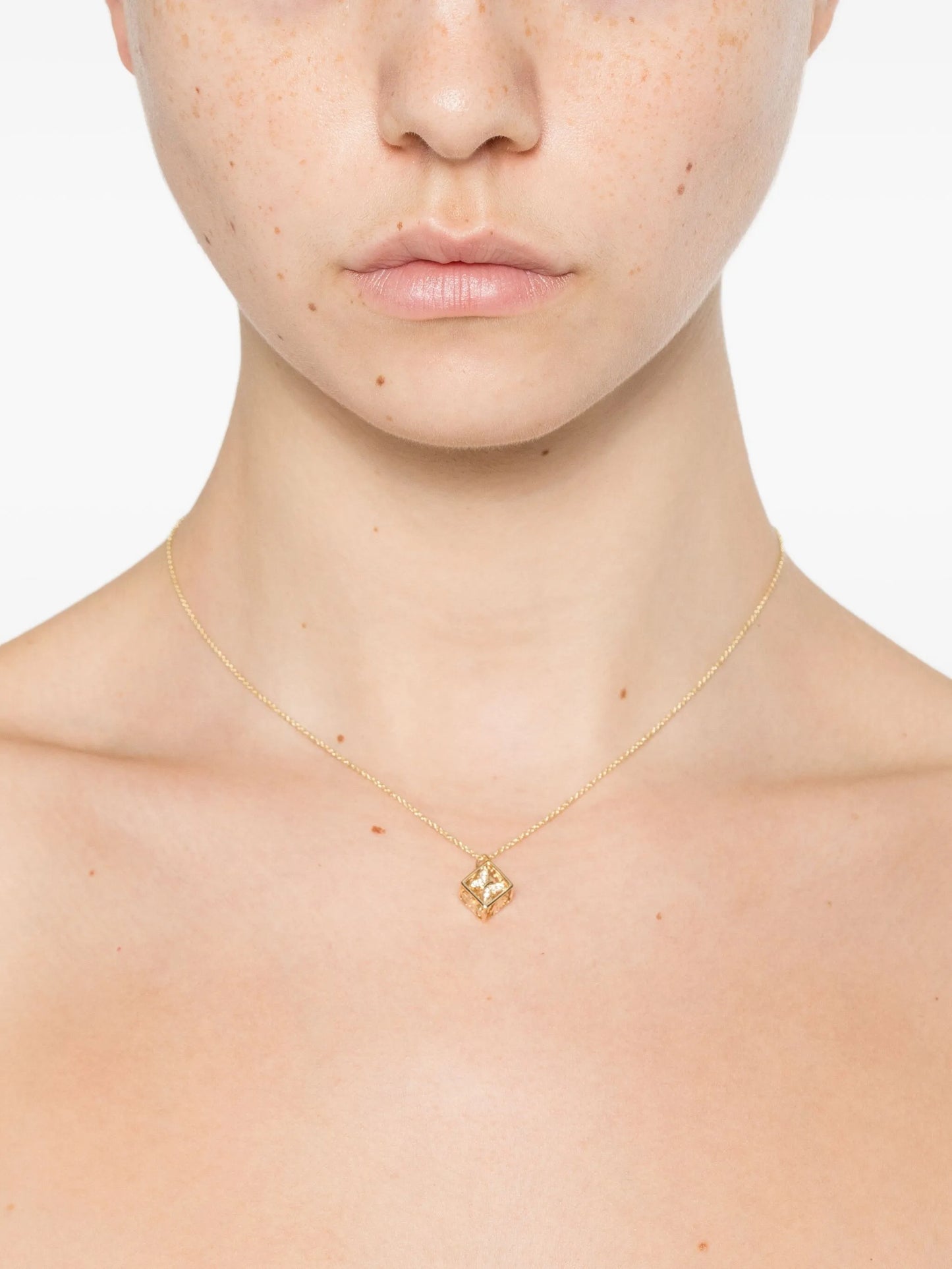 14CT yellow gold Box charm necklace