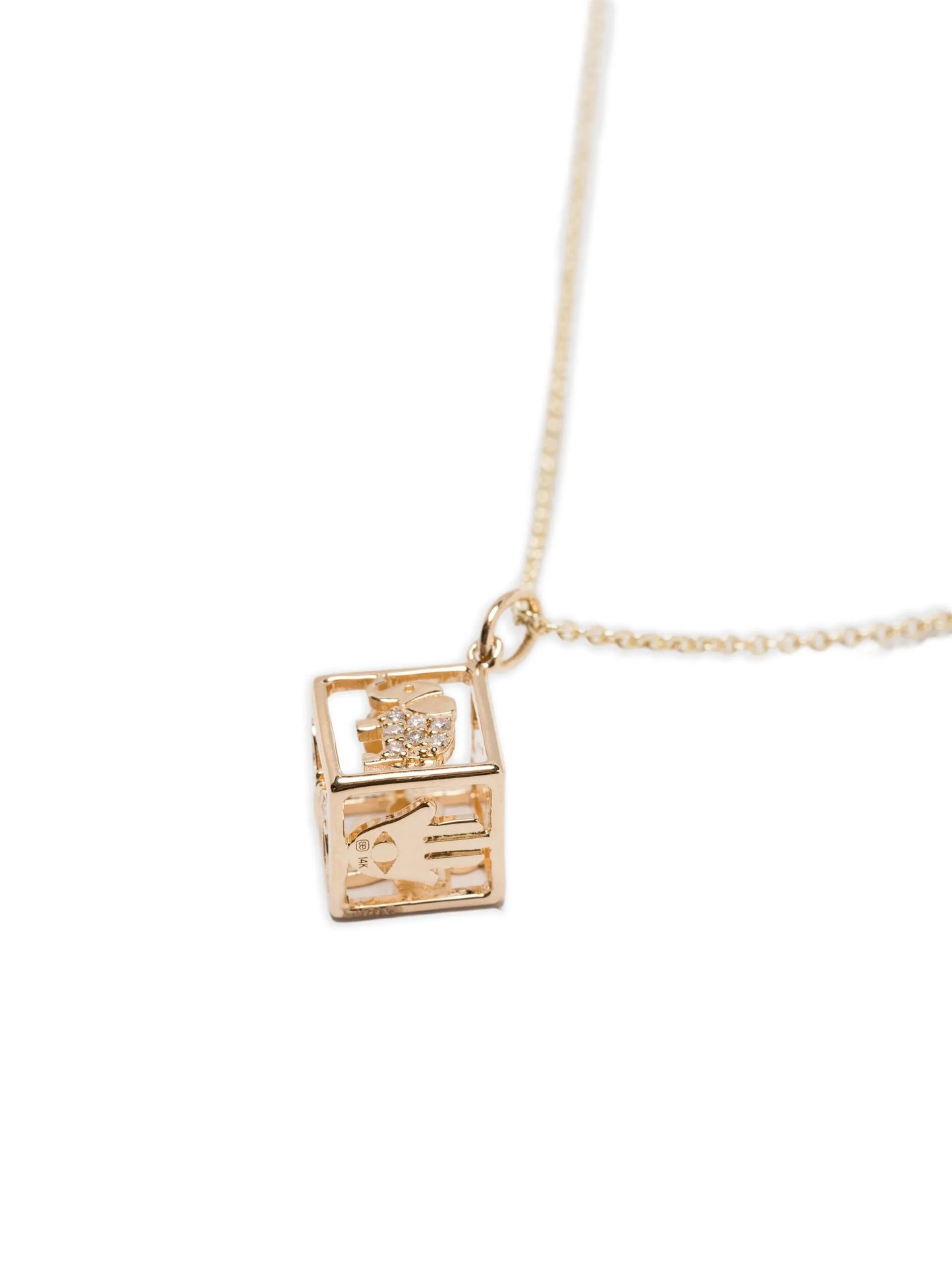 14CT yellow gold Box charm necklace