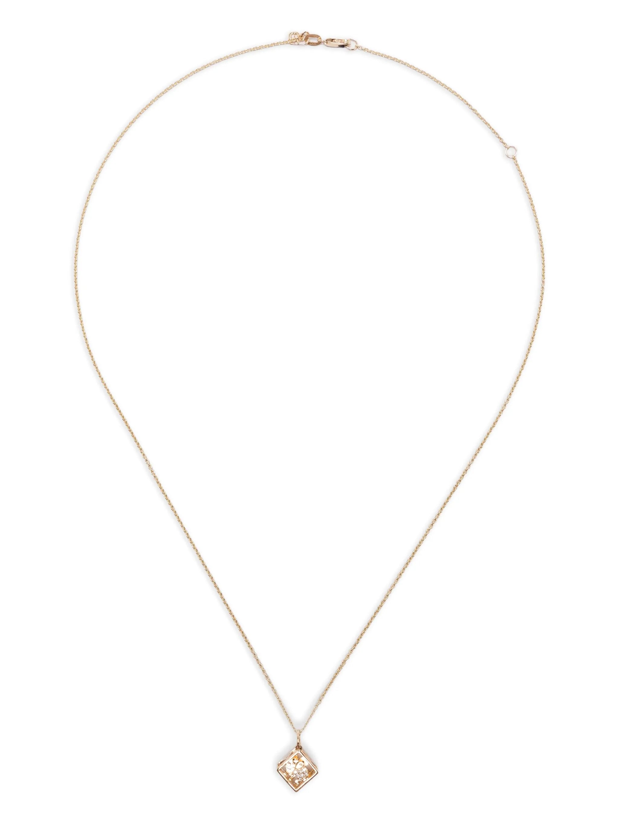 14CT yellow gold Box charm necklace