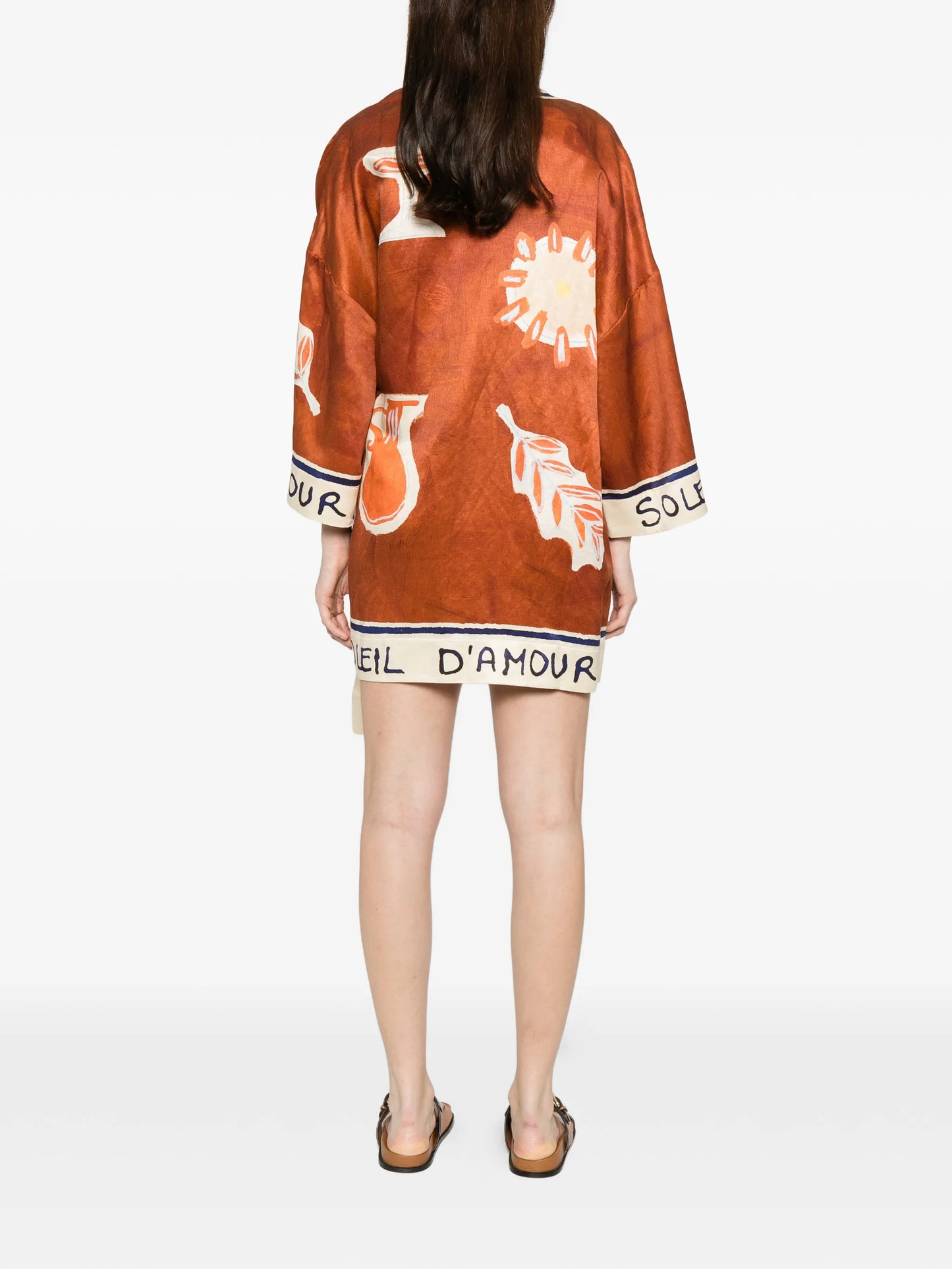 x LRNLE Soleil D'Amour printed mini wrap dress