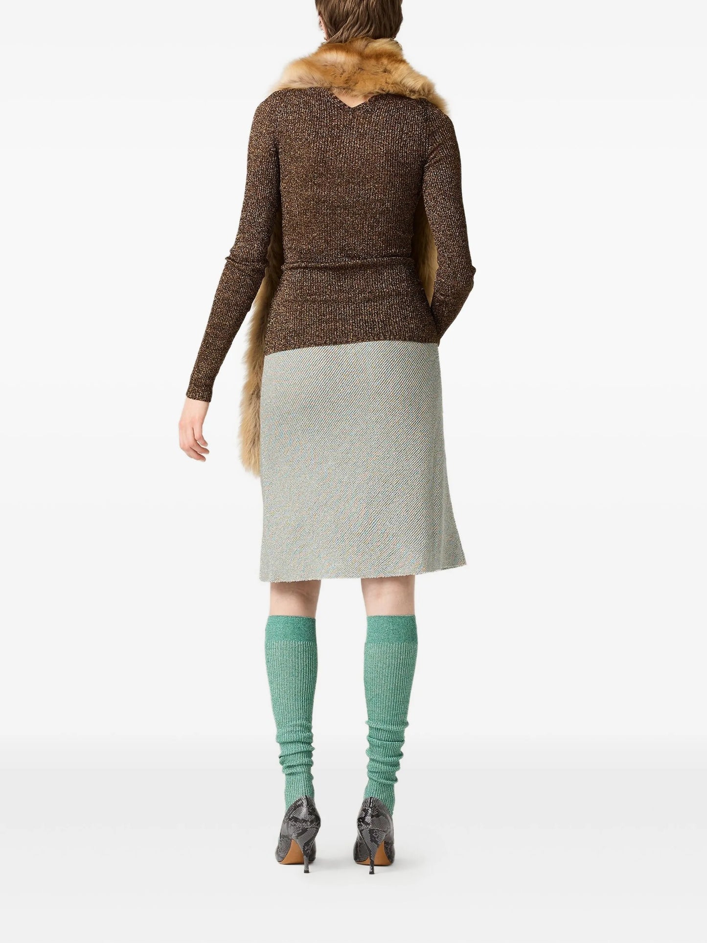 lamé midi skirt