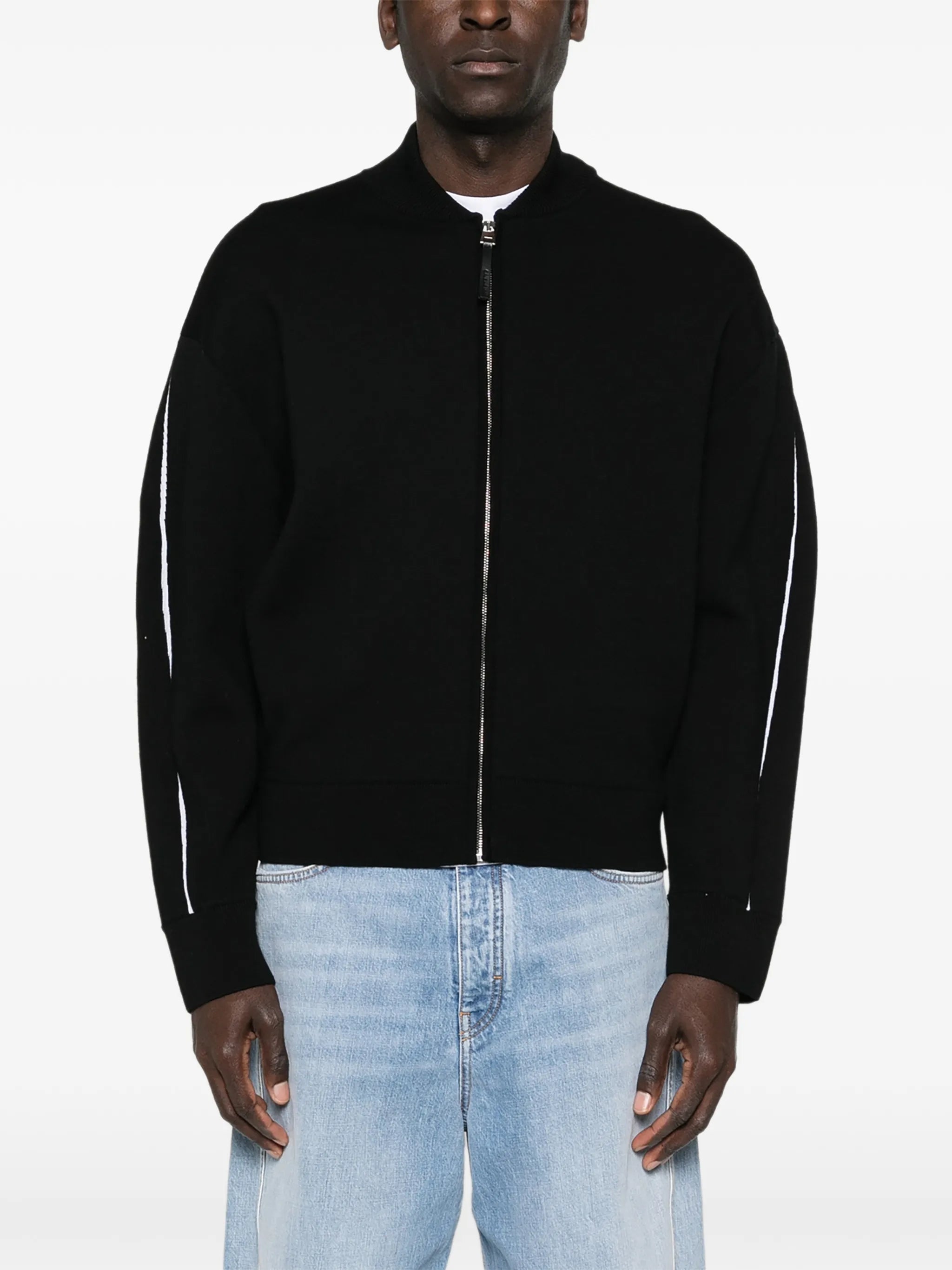 couture-seam zipped cardigan