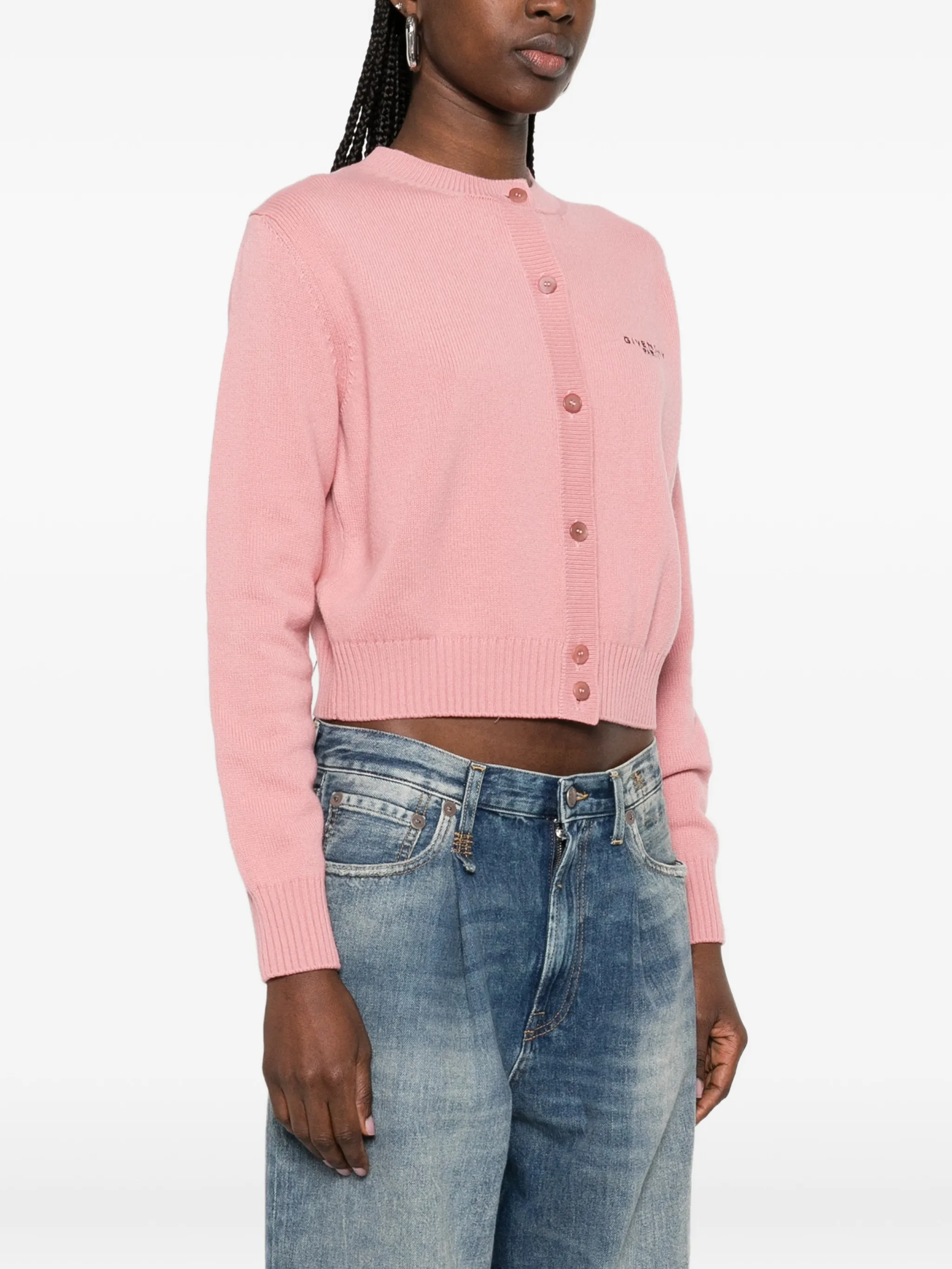 cropped cardigan in wool and cashmere