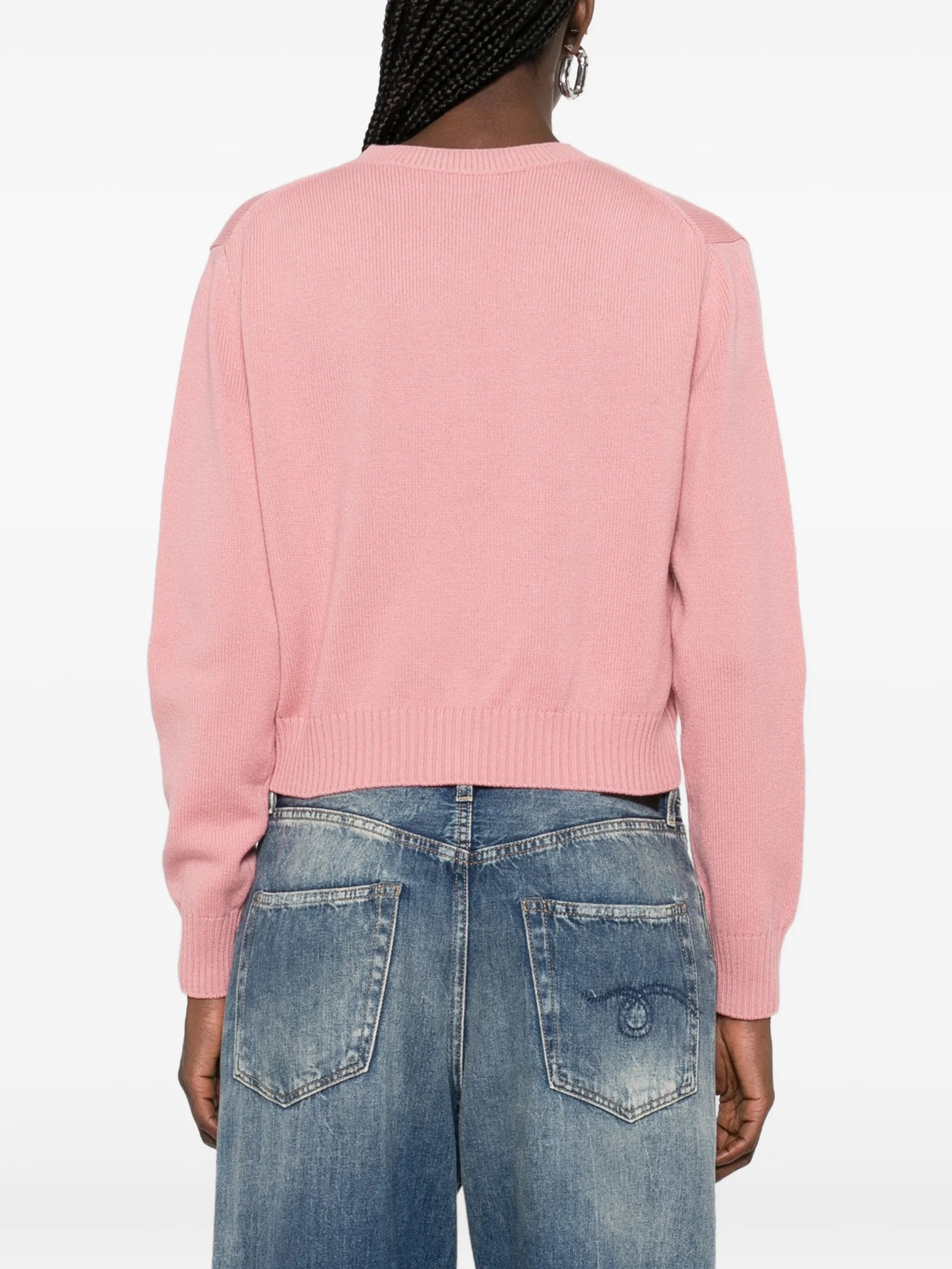 cropped cardigan in wool and cashmere