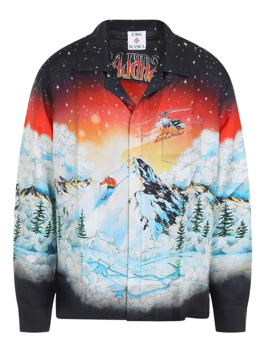 Ski Lake printed long-sleeve shirt